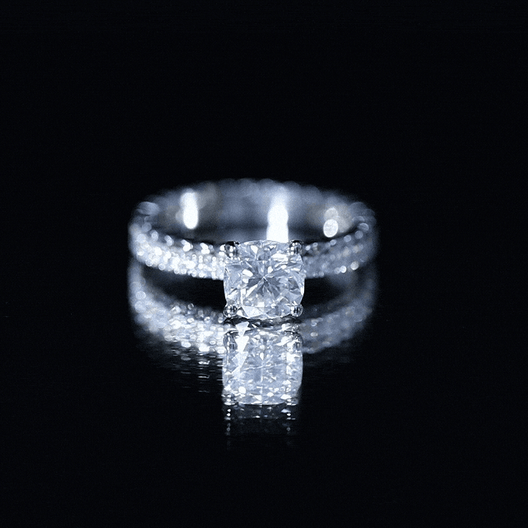 6mm Certified Cushion Cut Moissanite Solitaire Engagement Ring D-VS1 - Rosec Jewels