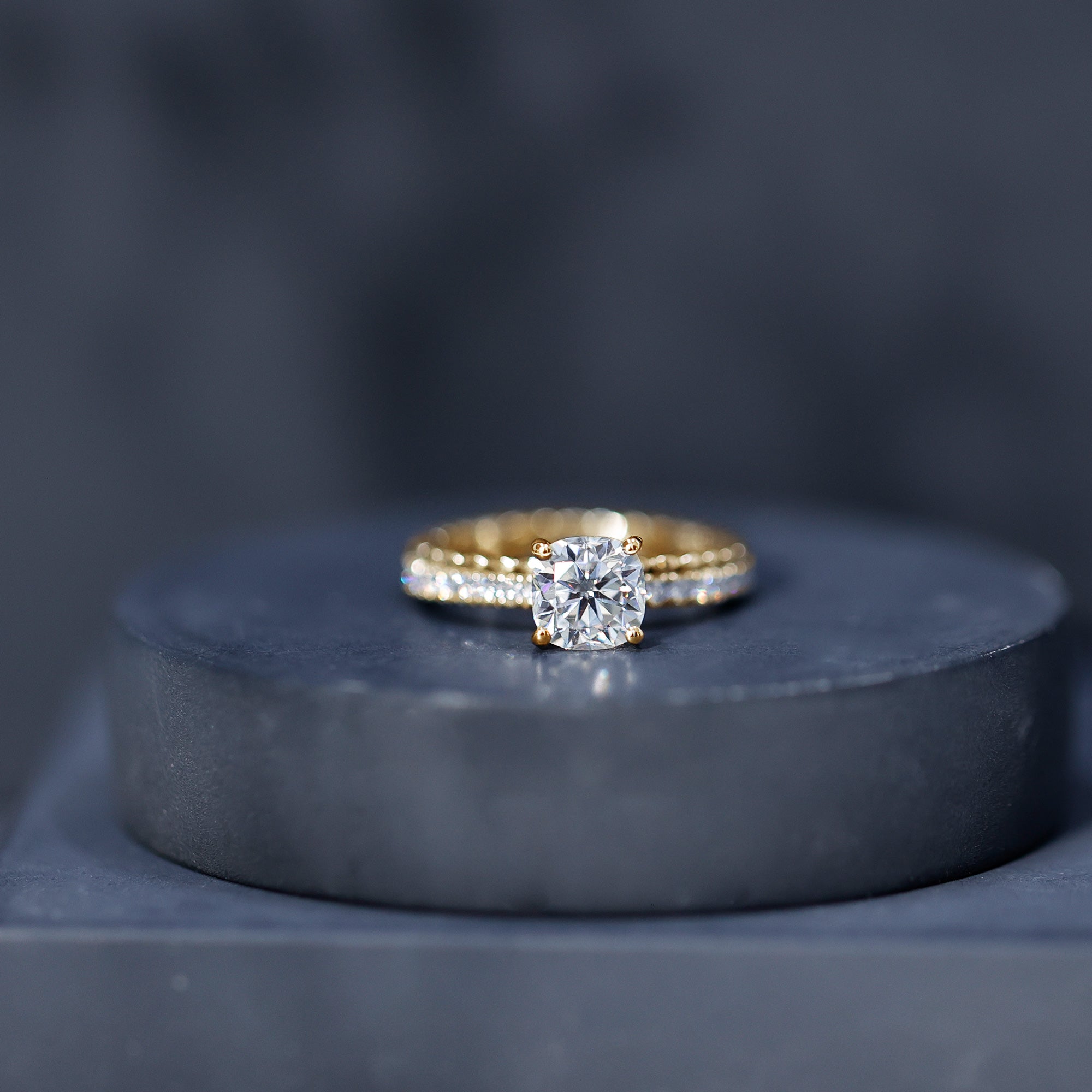 6mm Certified Cushion Cut Moissanite Solitaire Engagement Ring D-VS1 - Rosec Jewels