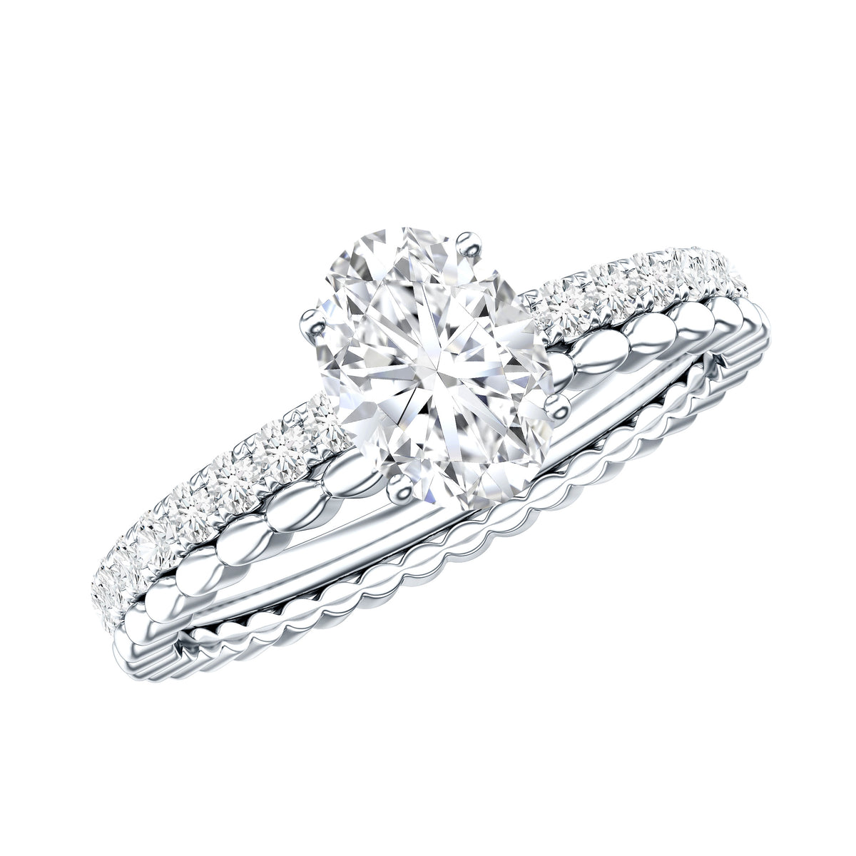 0.9 Carat Solitaire Moissanite Oblong Engagement Ring