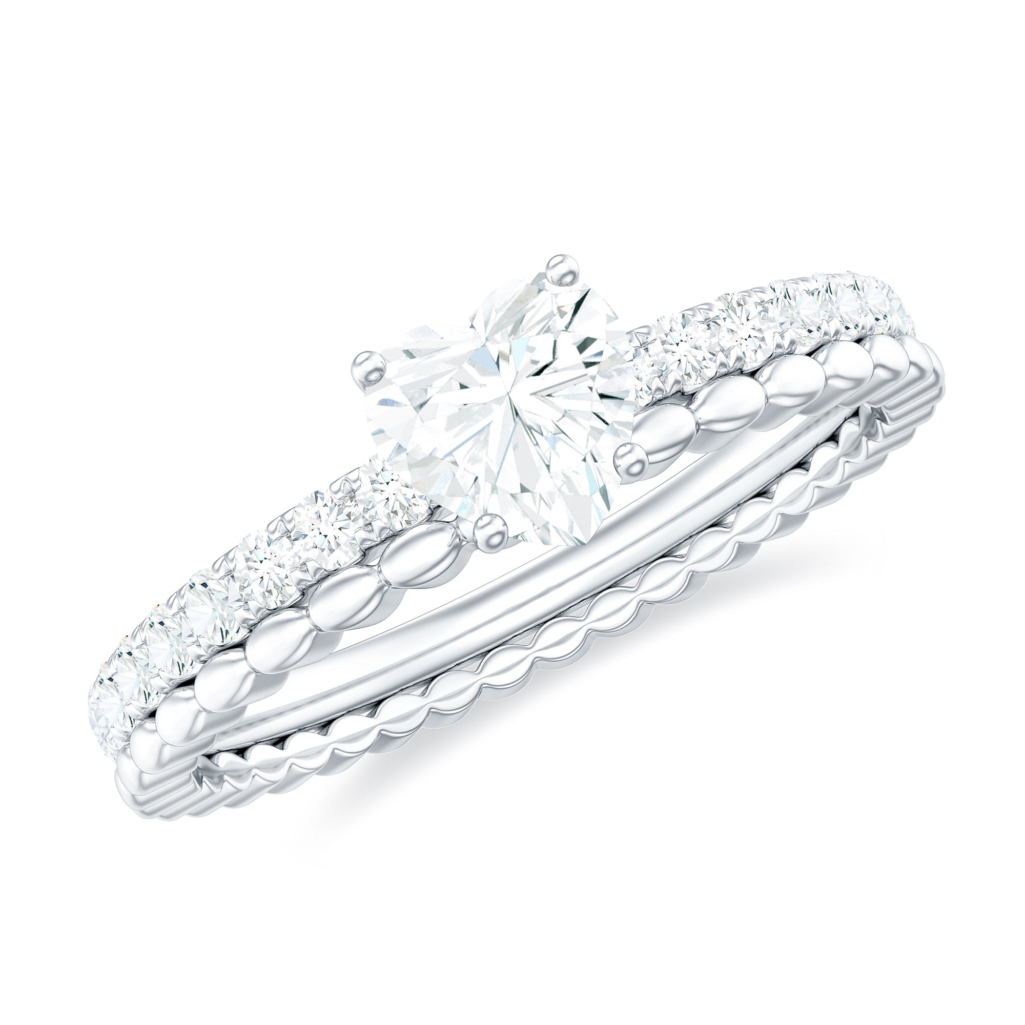 Rosec Jewels-Heart Shape Moissanite Designer Engagement Ring for Women