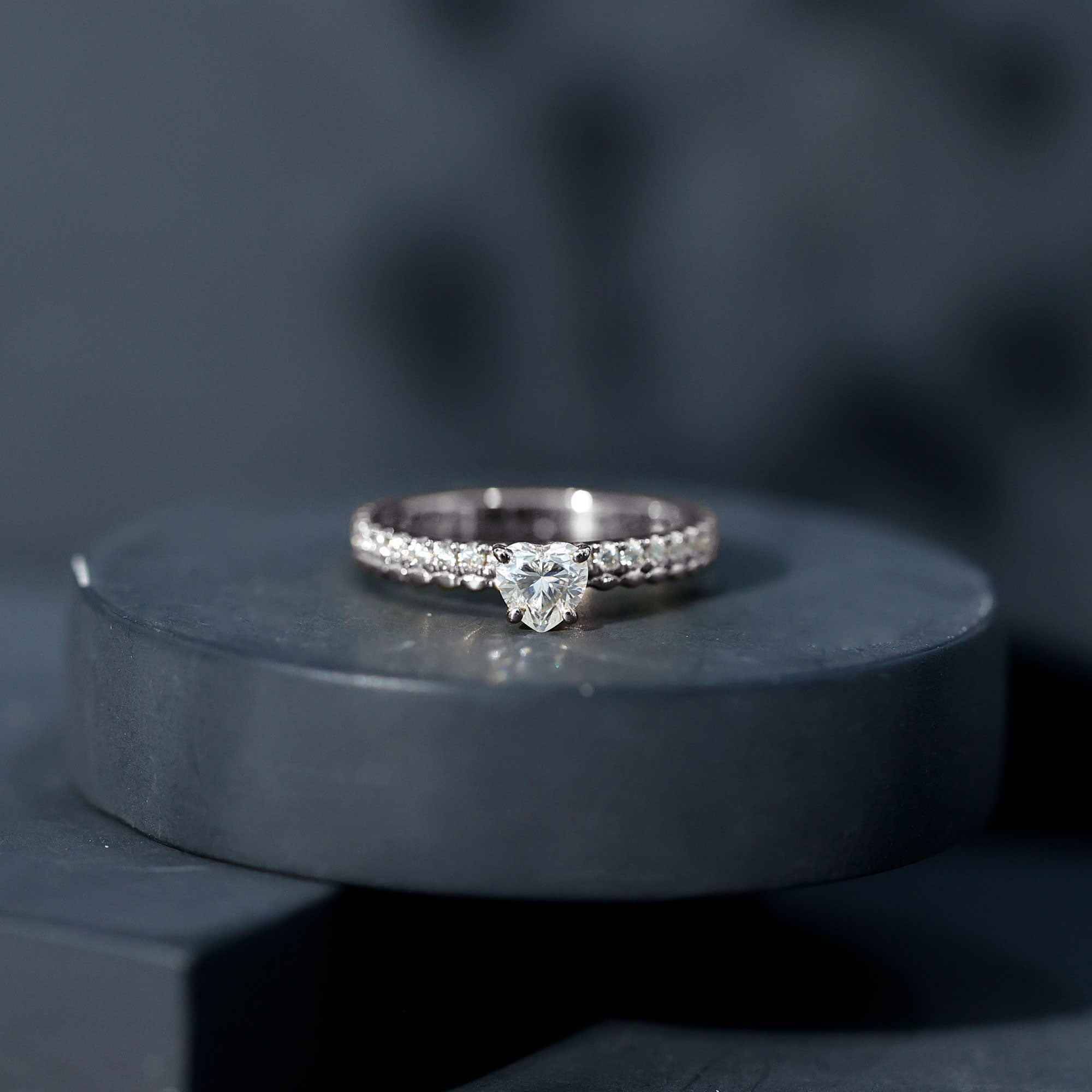 Rosec Jewels-Heart Shape Moissanite Designer Engagement Ring for Women