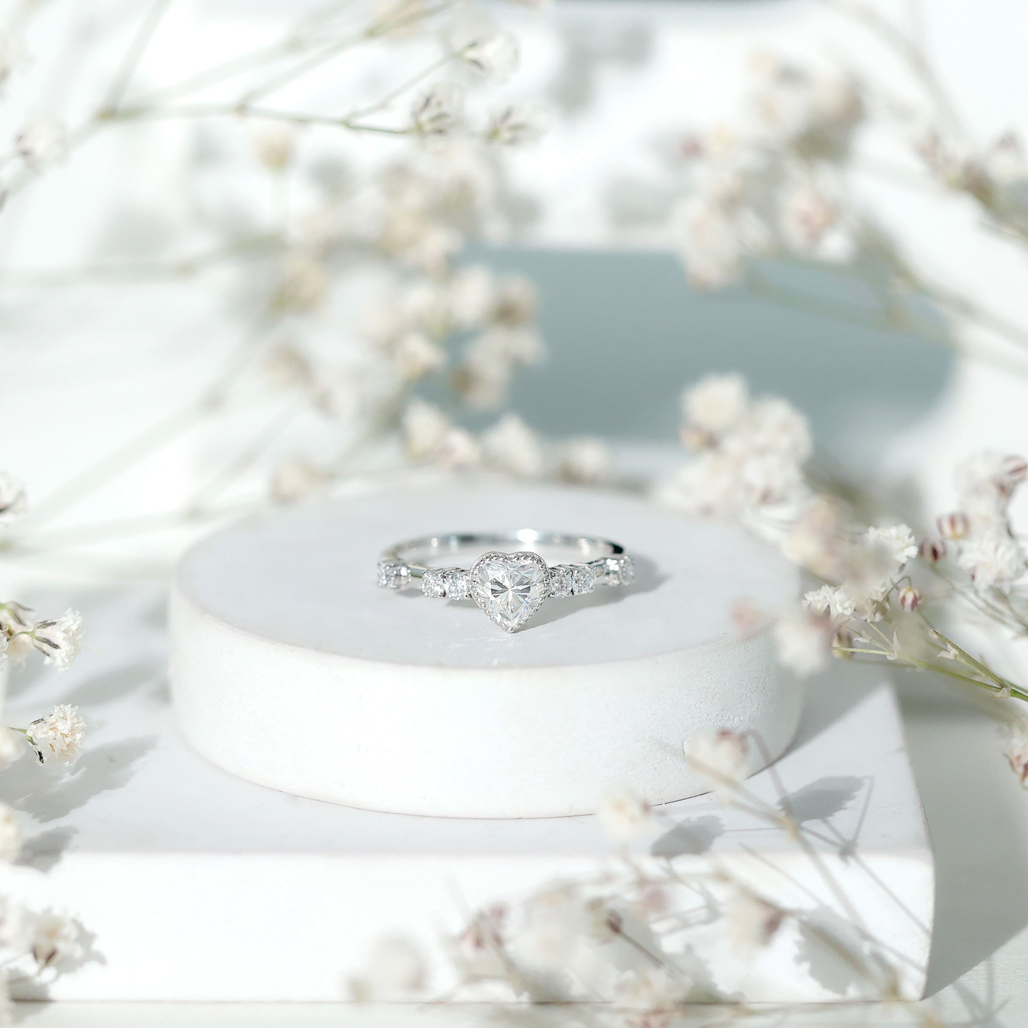 Heart Shaped Moissanite Pre Engagement Ring D-VS1 - Rosec Jewels
