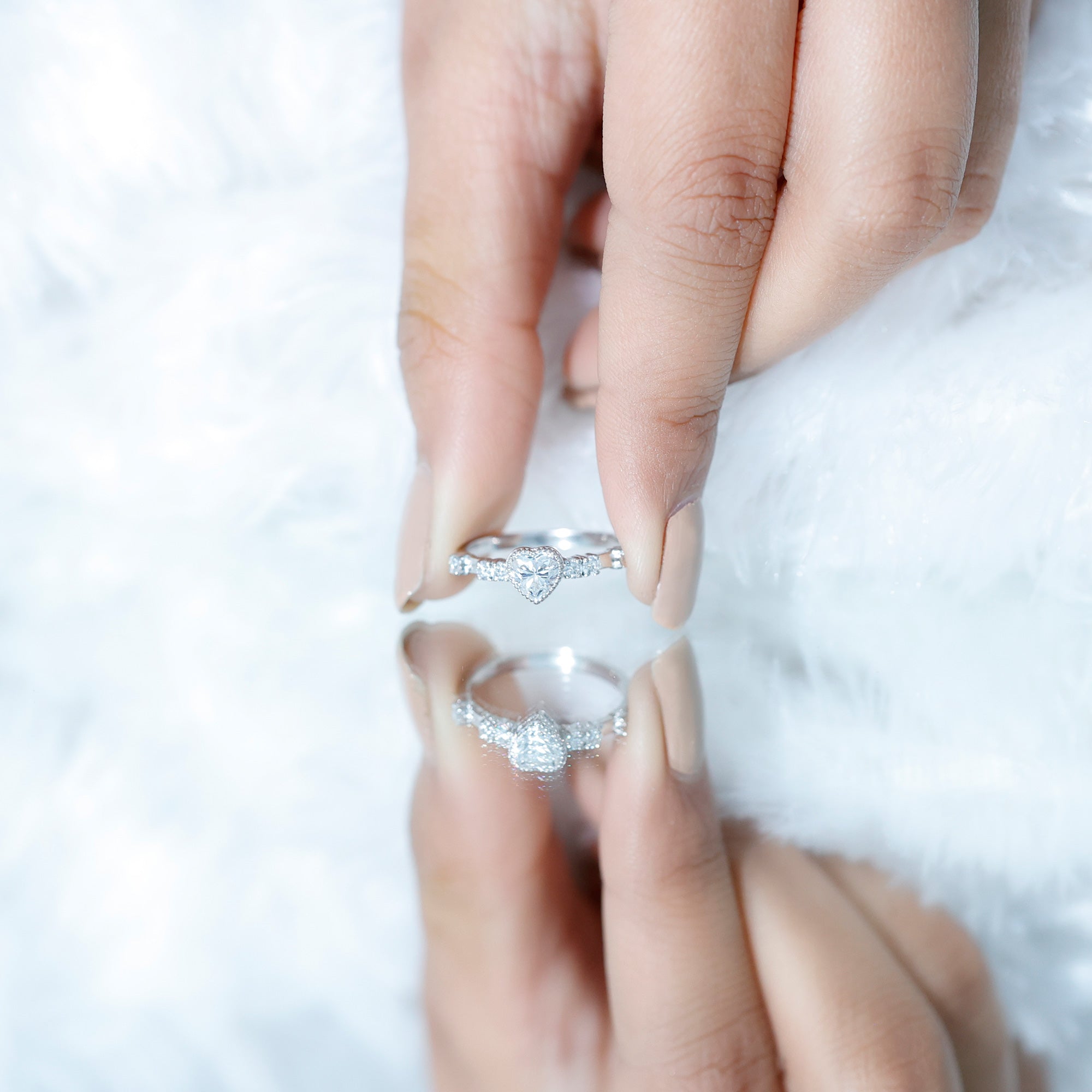 Heart Shaped Moissanite Pre Engagement Ring D-VS1 - Rosec Jewels