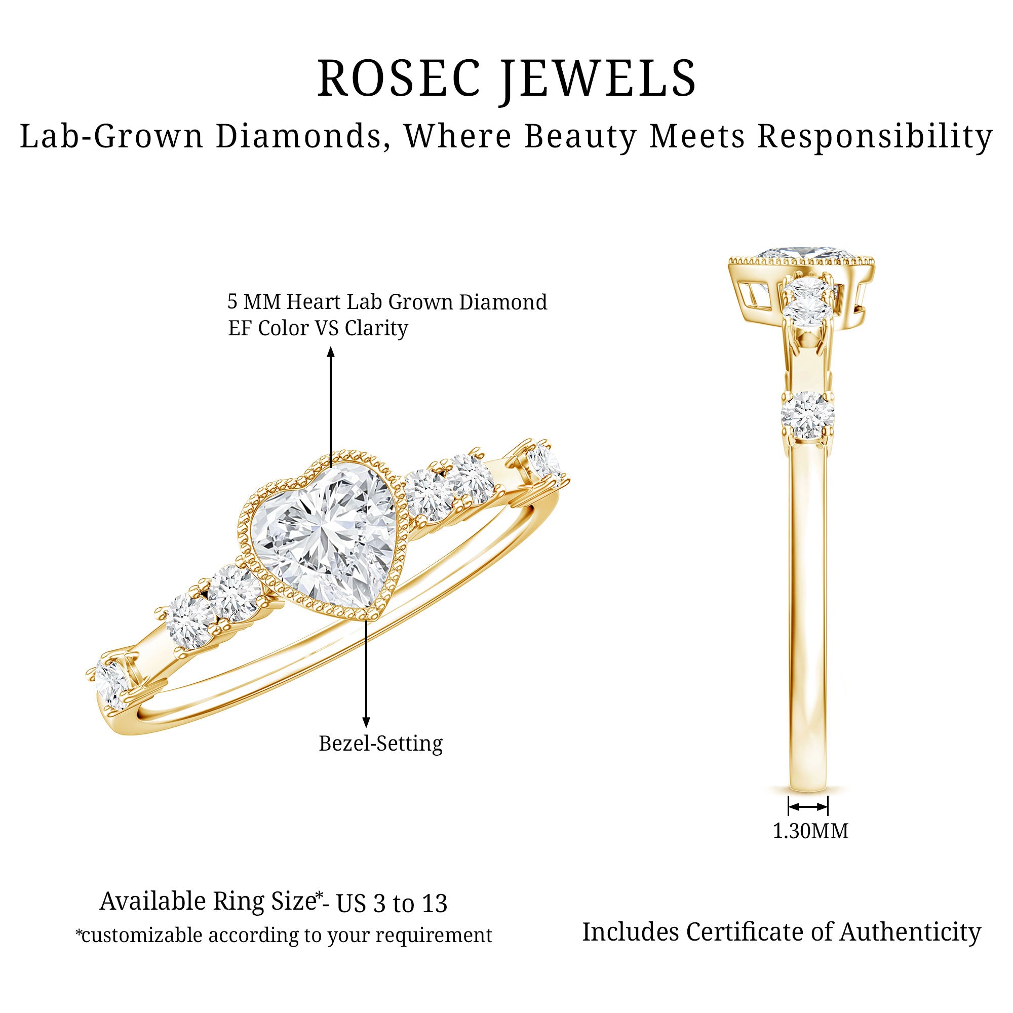 Heart Shaped Moissanite Pre Engagement Ring D-VS1 - Rosec Jewels