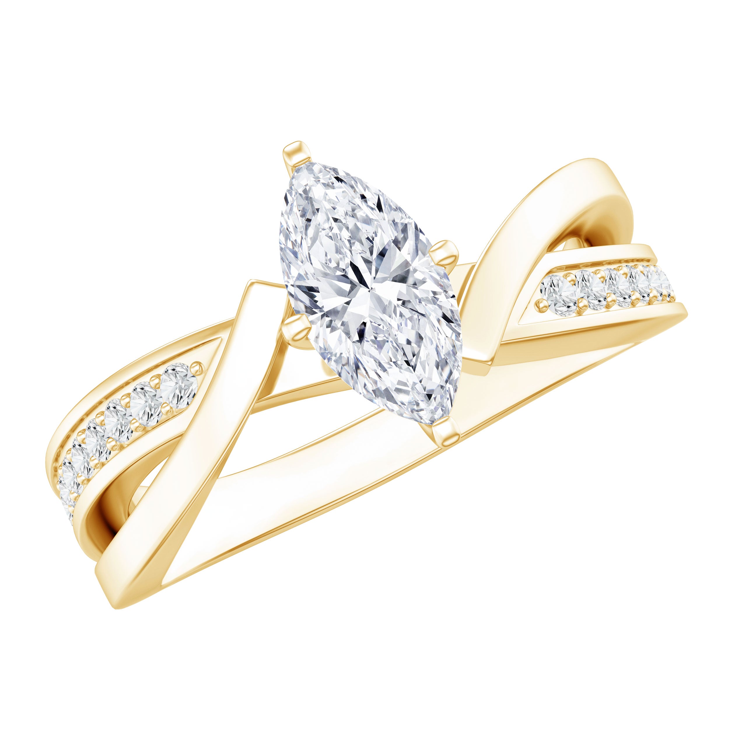 Certified Moissanite Marquise Cut Engagement Ring For Women D-VS1 - Rosec Jewels
