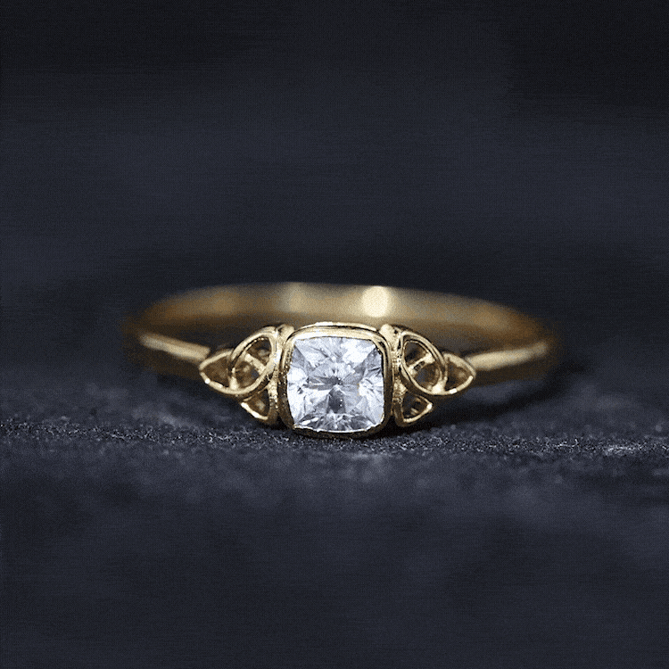 Brilliant Cut Moissanite Celtic Knot Engagement Ring in Bezel Setting D-VS1 - Rosec Jewels