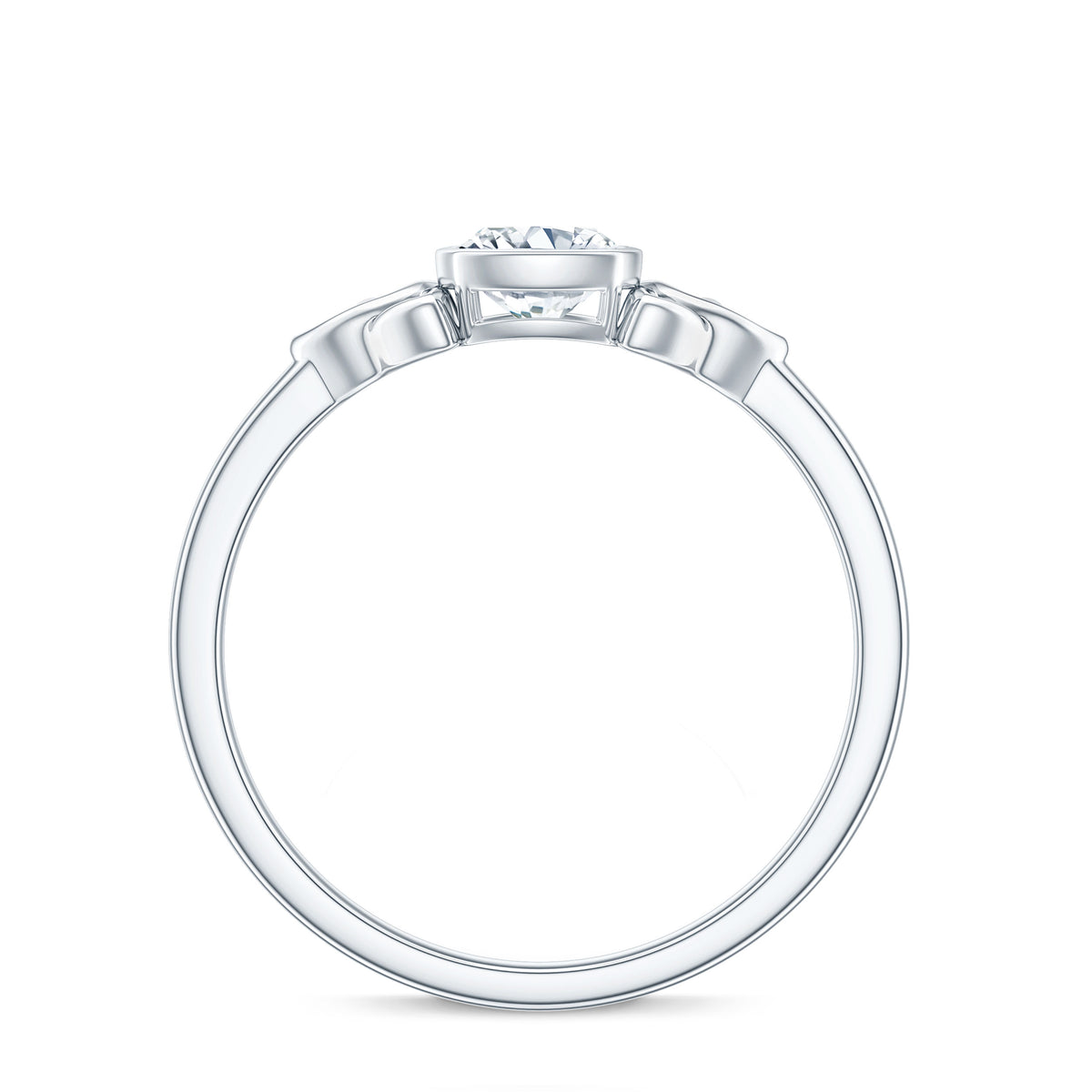 Brilliant Cut Moissanite Celtic Knot Engagement Ring in Bezel Setting D-VS1 - Rosec Jewels