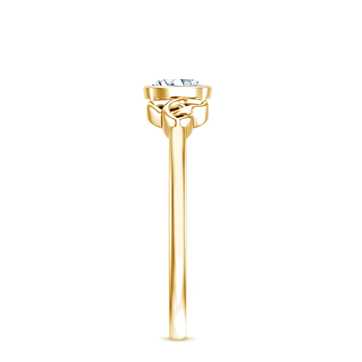 Brilliant Cut Moissanite Celtic Knot Engagement Ring in Bezel Setting D-VS1 - Rosec Jewels