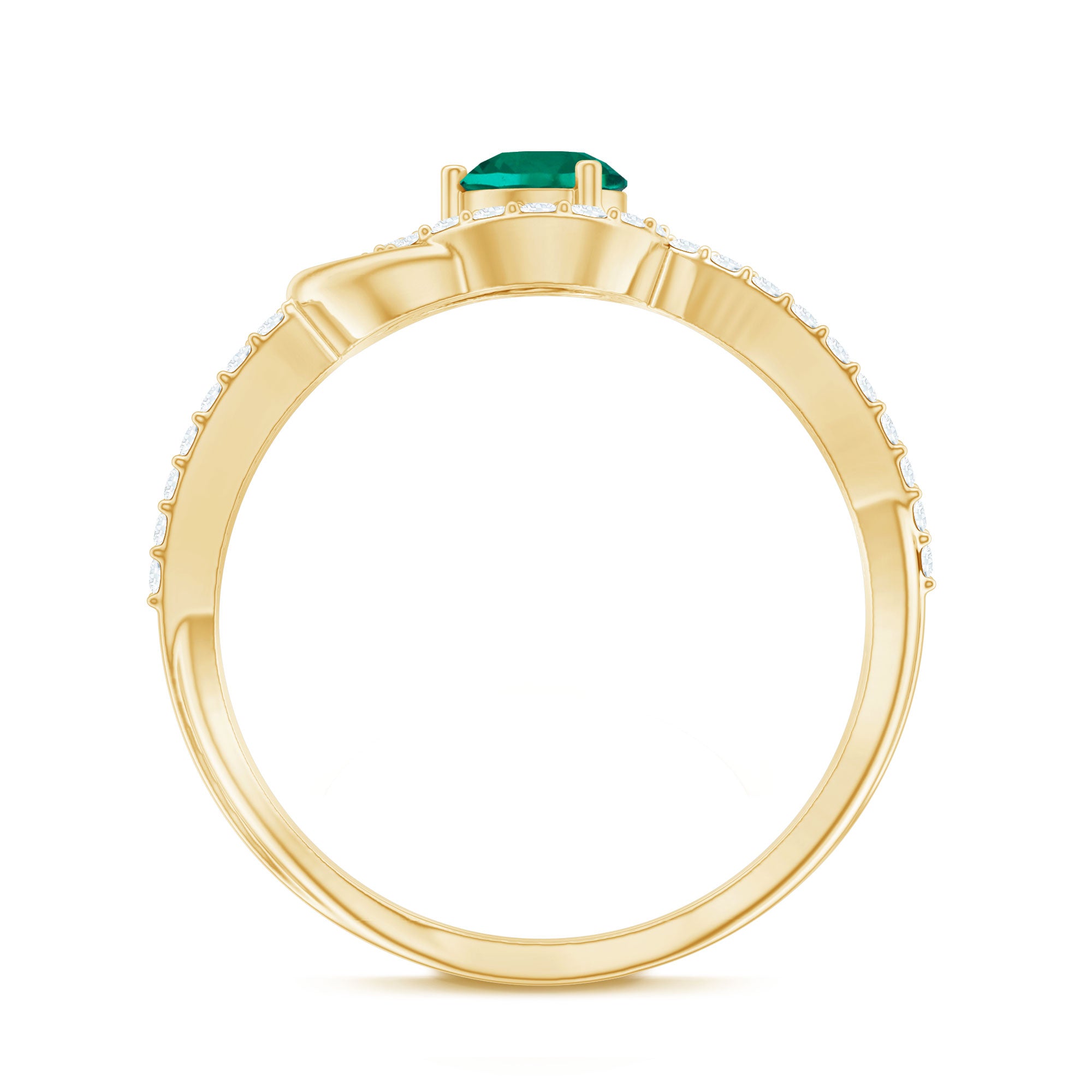Rosec Jewels-Lab Created Emerald Infinity Promise Ring With Diamond