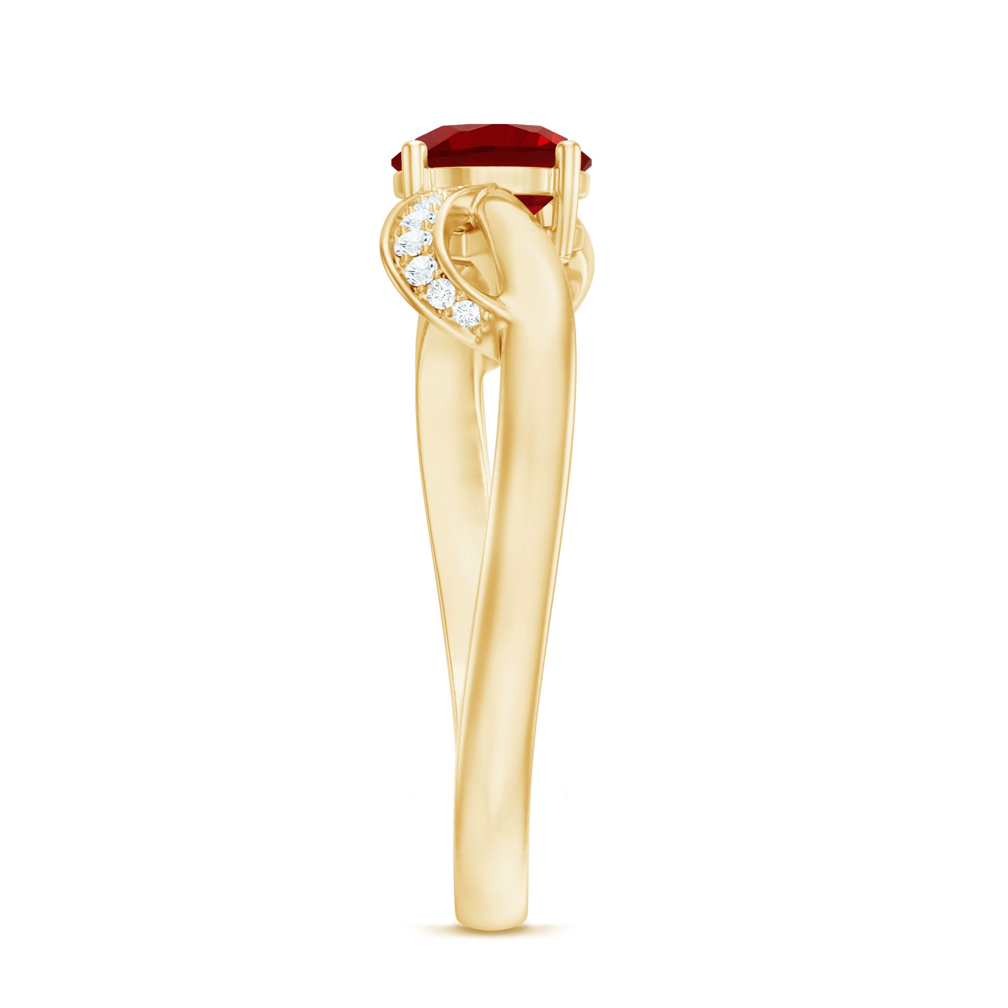 Certified Lab Grown Ruby Proposal Ring With Diamond AAAA - Rosec Jewels