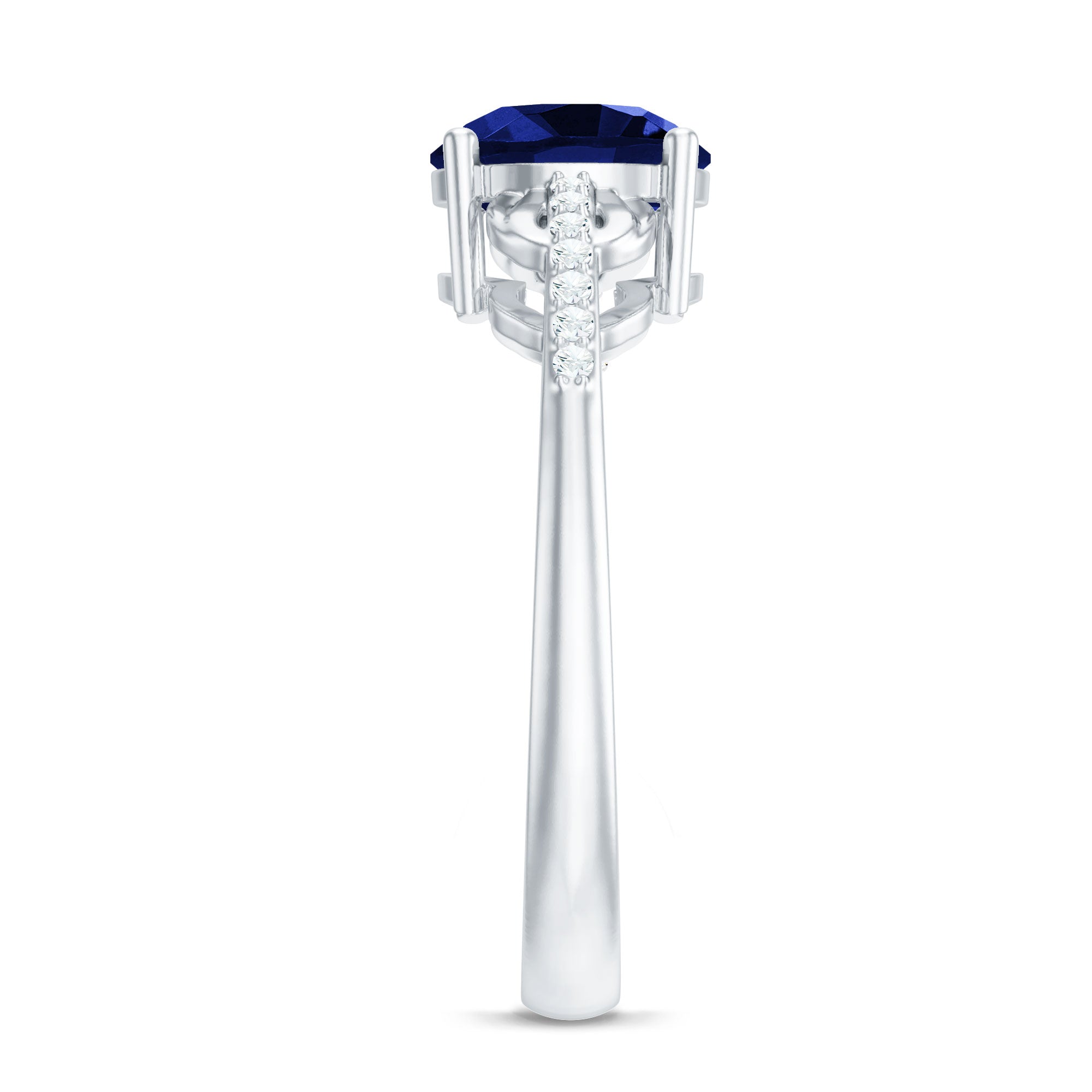Certified 2.7 Carat Lab Grown Blue Sapphire Diamond Engagement Ring for Women AAAA - Rosec Jewels