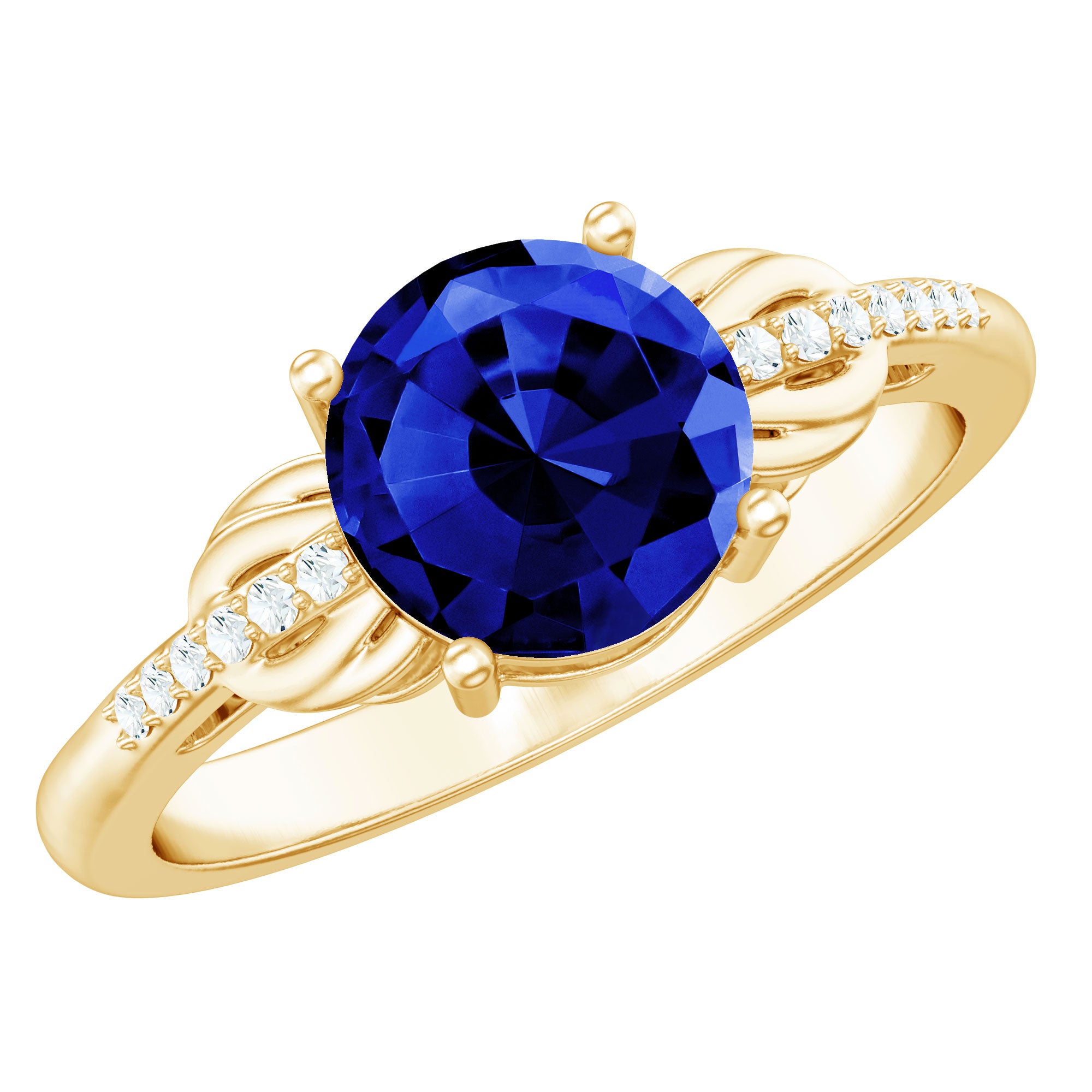 Certified 2.7 Carat Lab Grown Blue Sapphire Diamond Engagement Ring for Women AAAA - Rosec Jewels