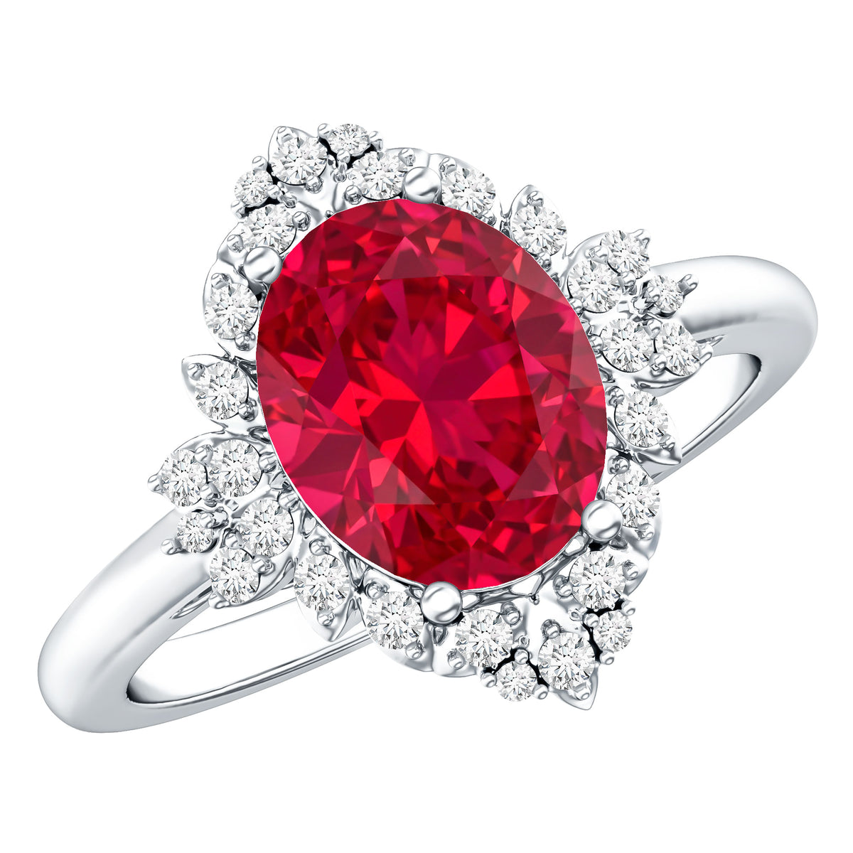 Vintage Inspired Lab Grown Ruby and Diamond Engagement Ring AAAA - Rosec Jewels