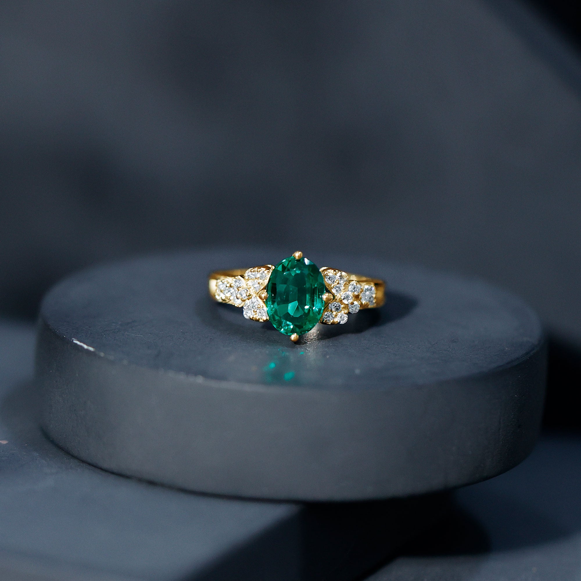 Rosec Jewels-Designer Lab Grown Emerald Engagement Ring