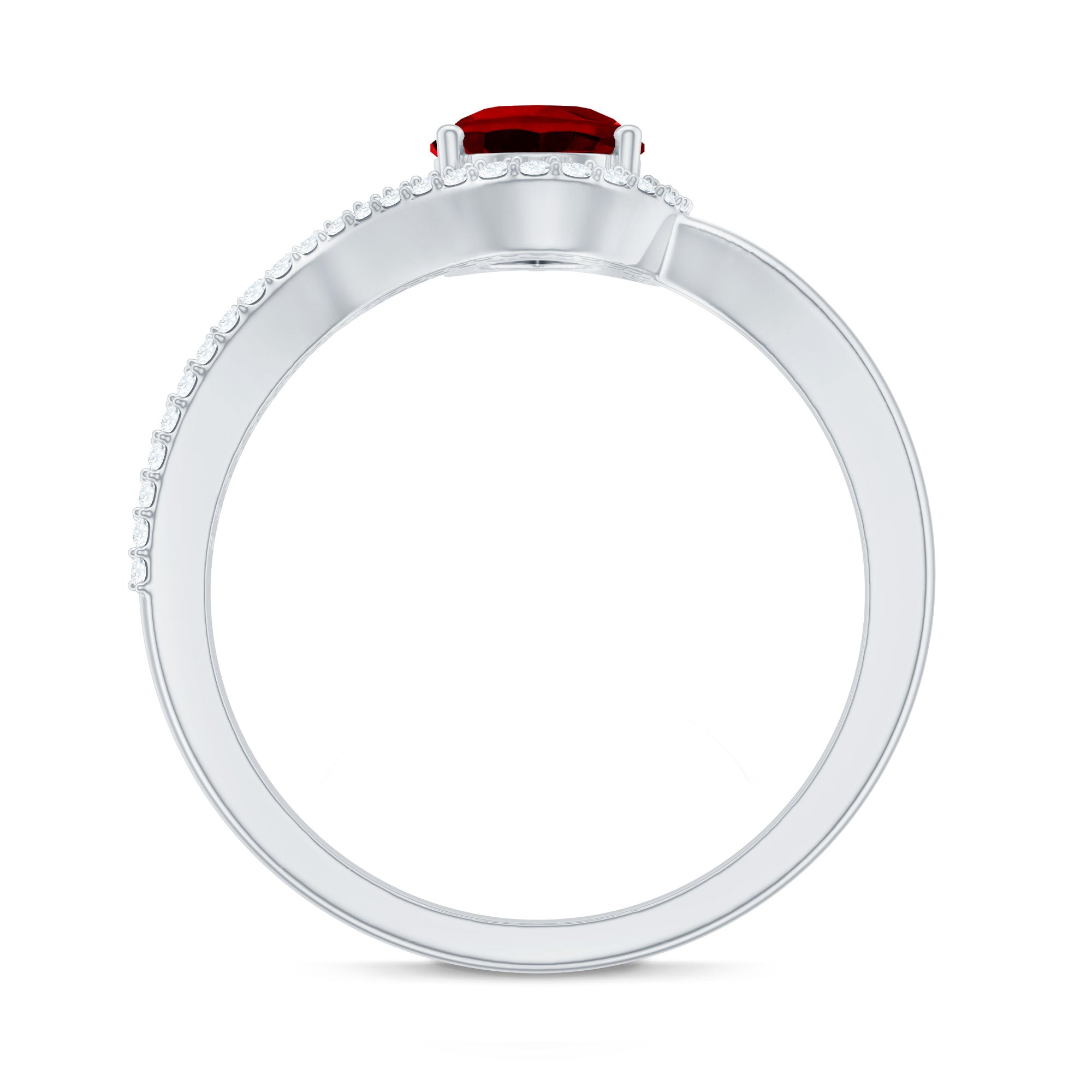 Rosec Jewels-Pear Shaped Lab Created Ruby and Diamond Designer Engagement Ring
