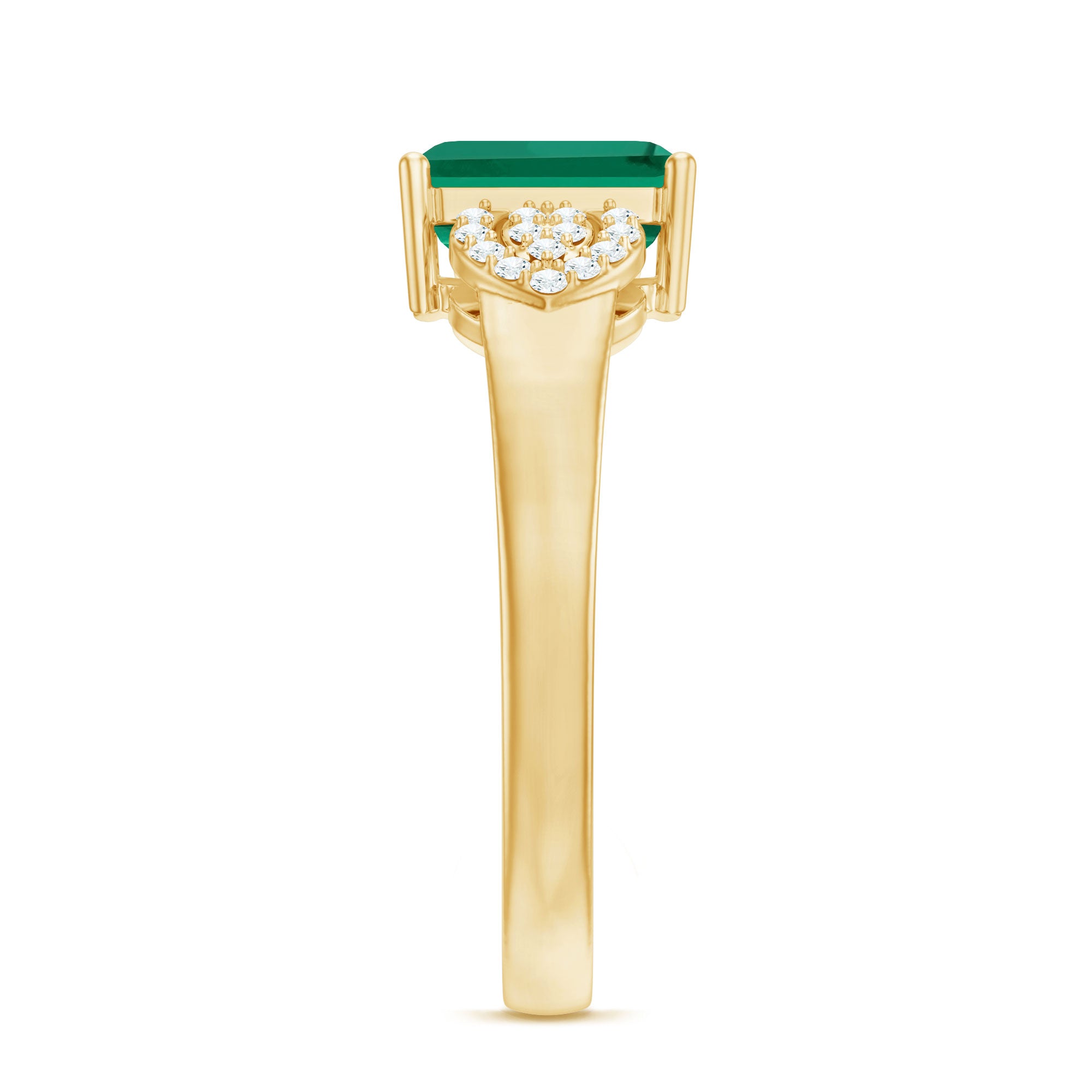 Lab Grown Emerald Designer Engagement Ring With Diamond AAAA - Rosec Jewels