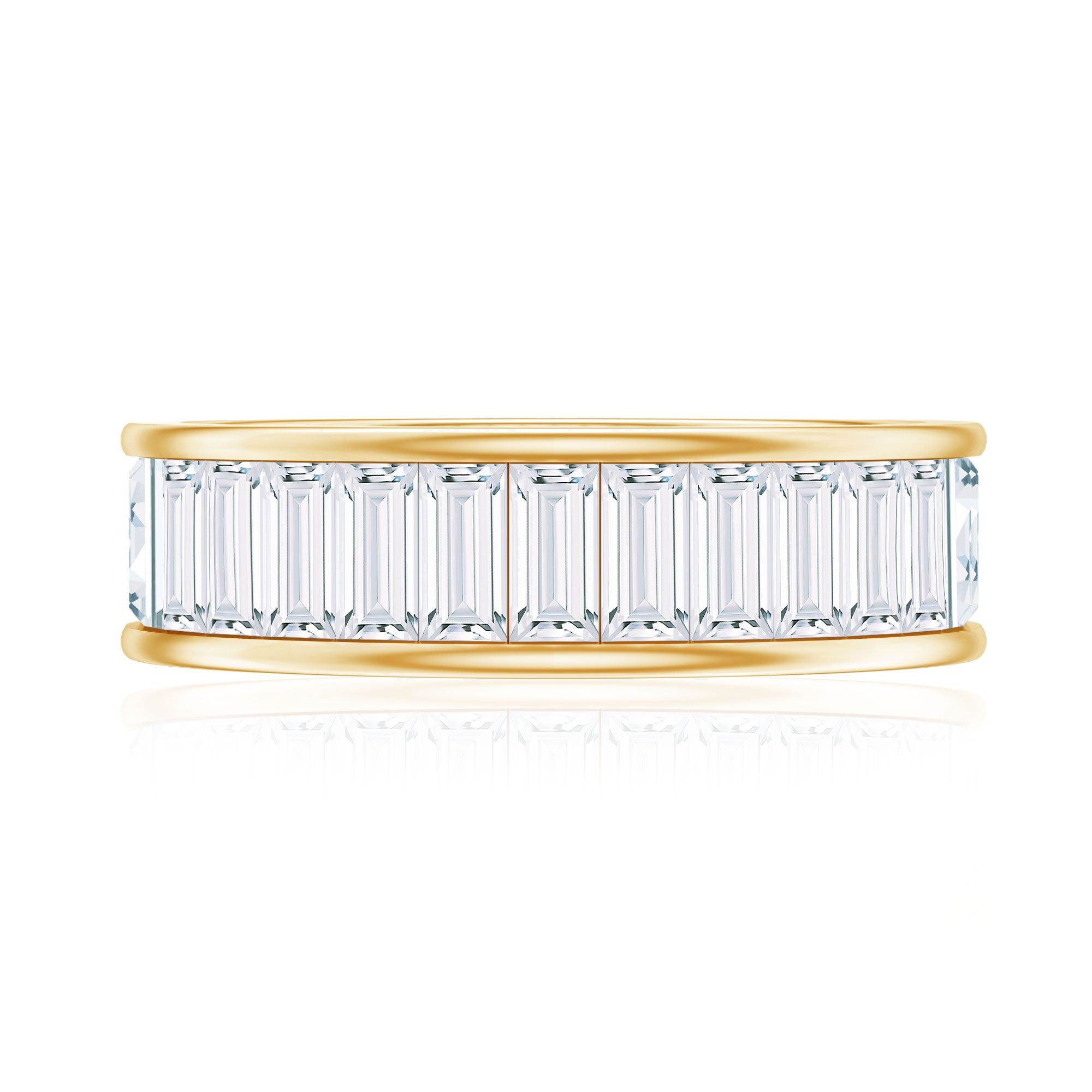 3.66 Carat Baguette Cut Moissanite Wedding Band Channel Setting D-VS1 - Rosec Jewels