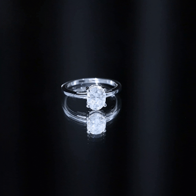 Rosec Jewels-Certified 6X8mm Solitaire Moissanite Oval Engagement Ring