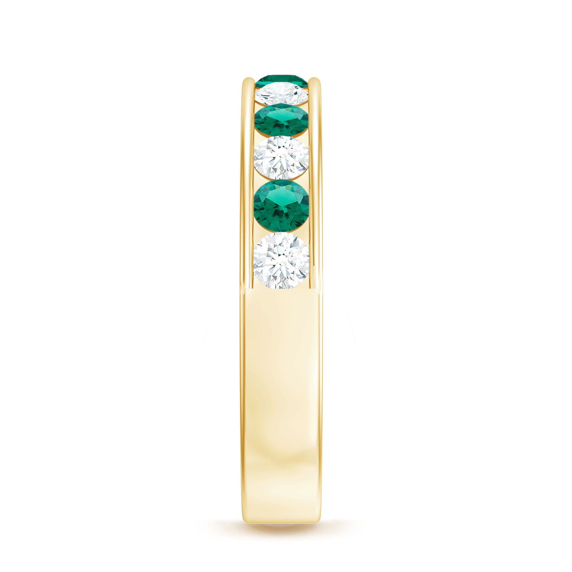 Certified Lab Grown Emerald Diamond Half Eternity Anniversary Band in Channel Setting AAAA - Rosec Jewels