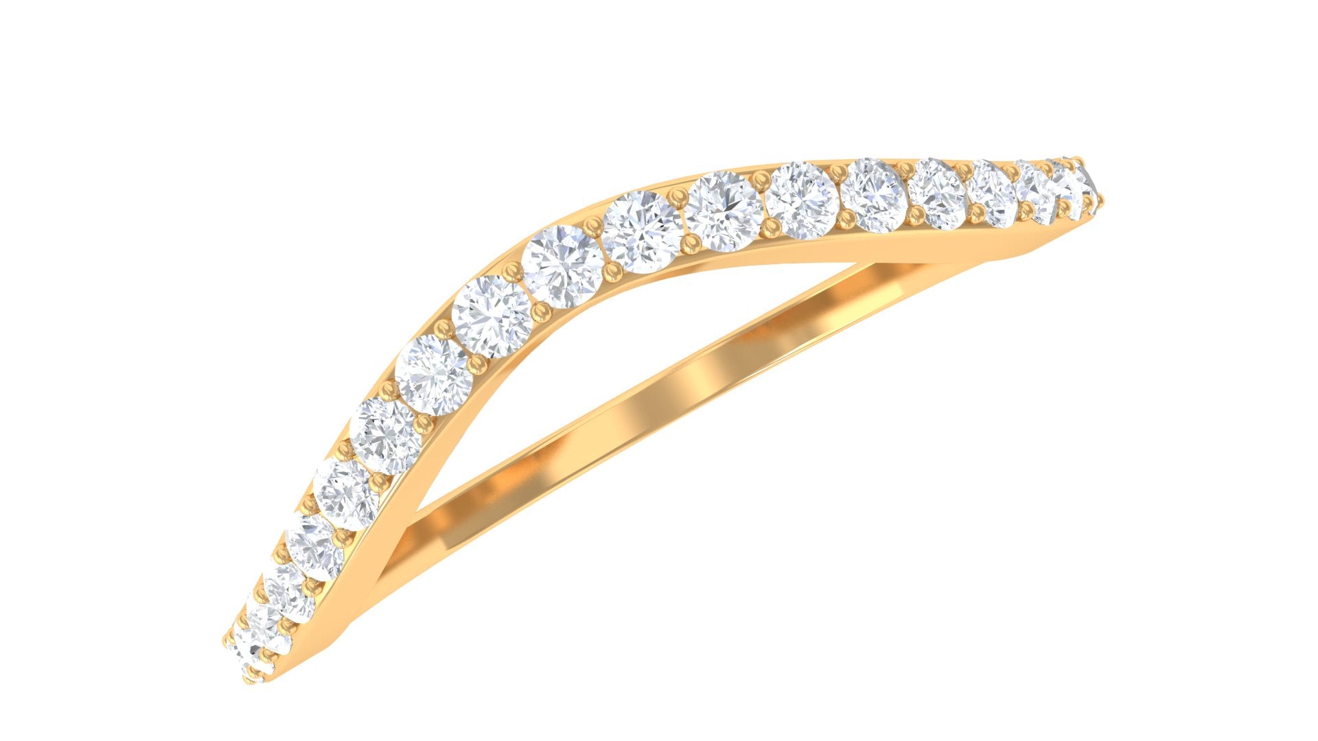 Certified Moissanite Half Eternity Curved Wedding Band Ring Lab - ( EF-VS ) - Rosec Jewels