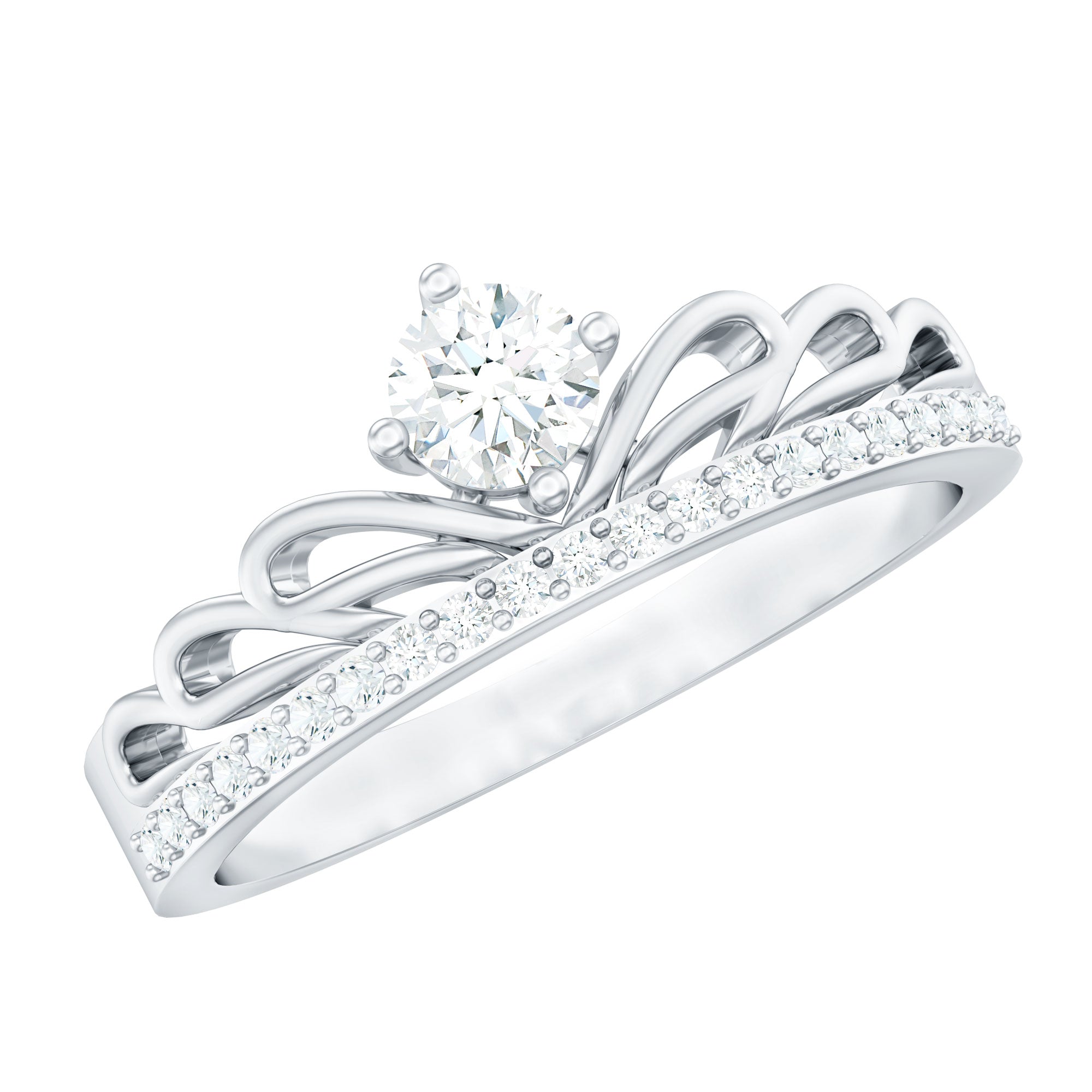 Certified Round Diamond Crown Ring Natural - ( HI-SI ) - Rosec Jewels