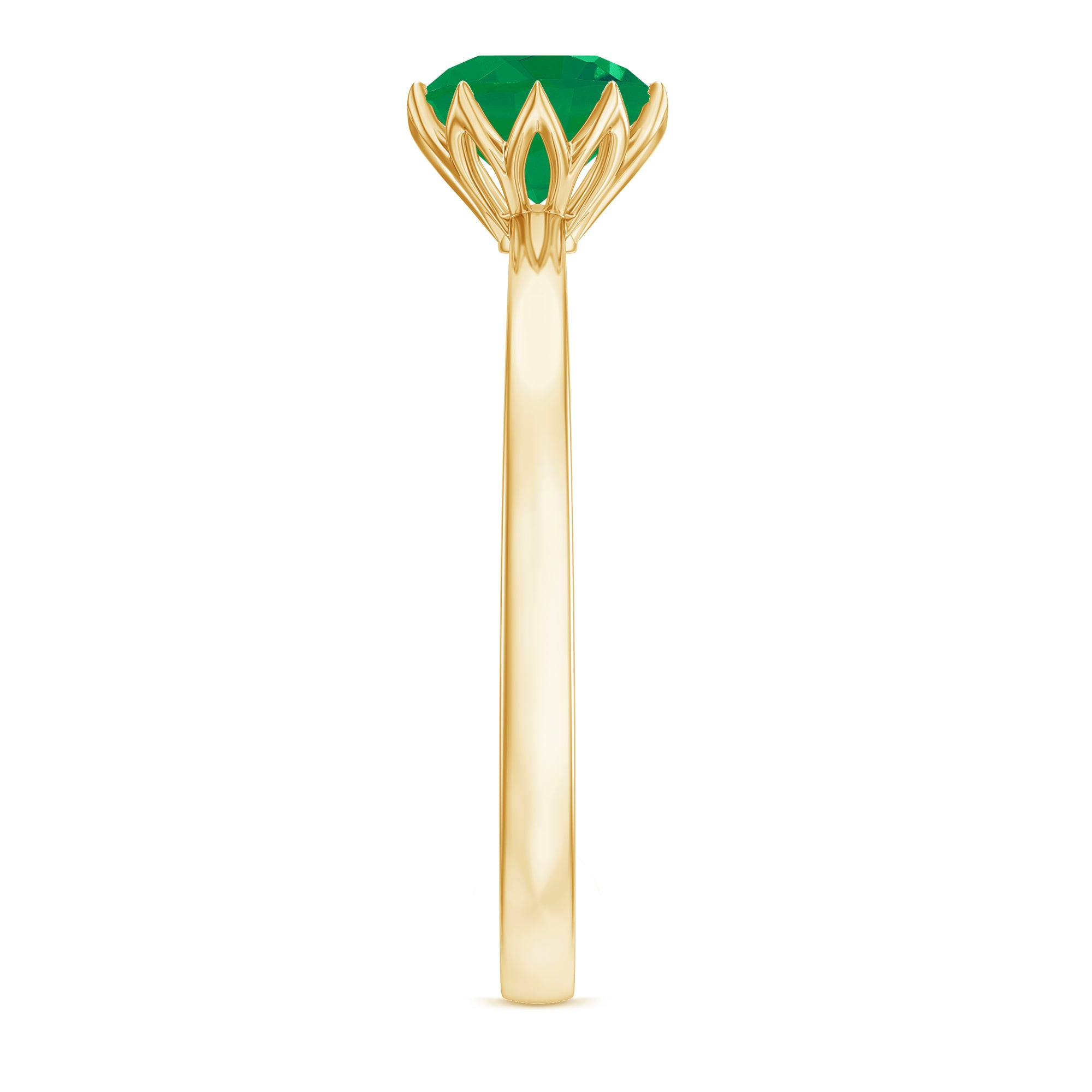 Natural Solitaire Emerald Promise Ring in Lotus Basket Setting AAA - Rosec Jewels