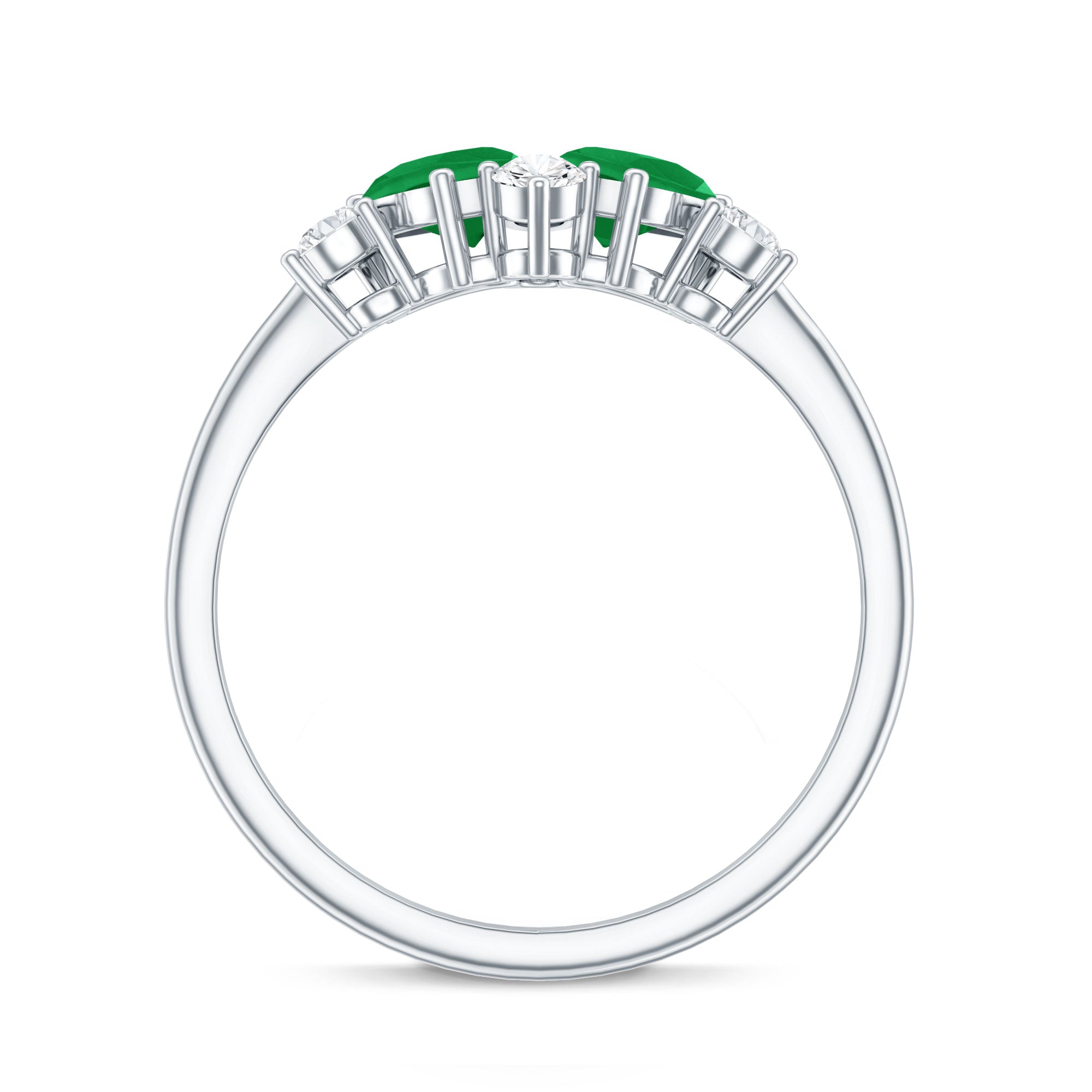 Natural Pear Shape Emerald Toi Et Moi Engagement Ring with Diamond AAA - Rosec Jewels