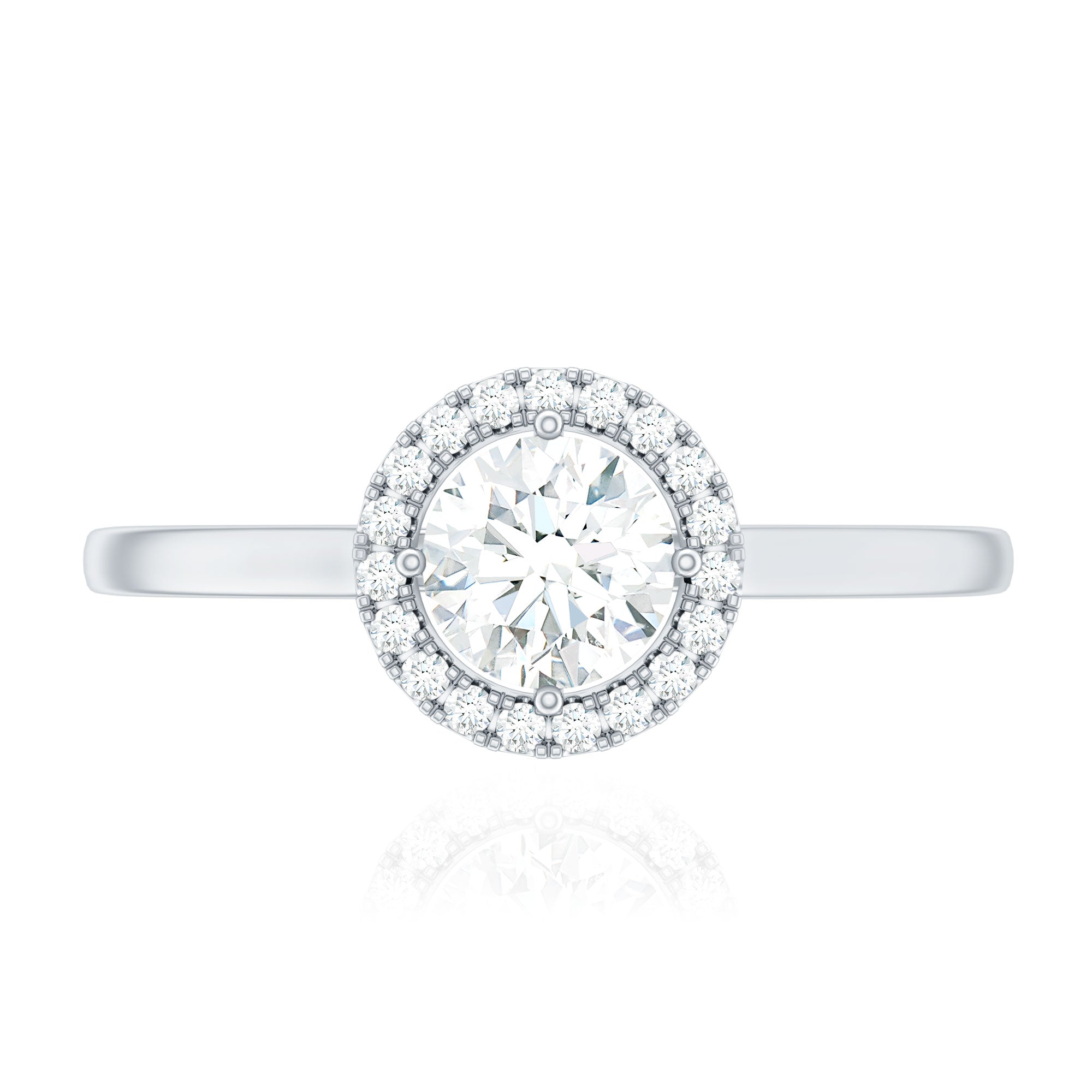 Cubic Zirconia Floating Halo Promise Ring AAAA - Rosec Jewels