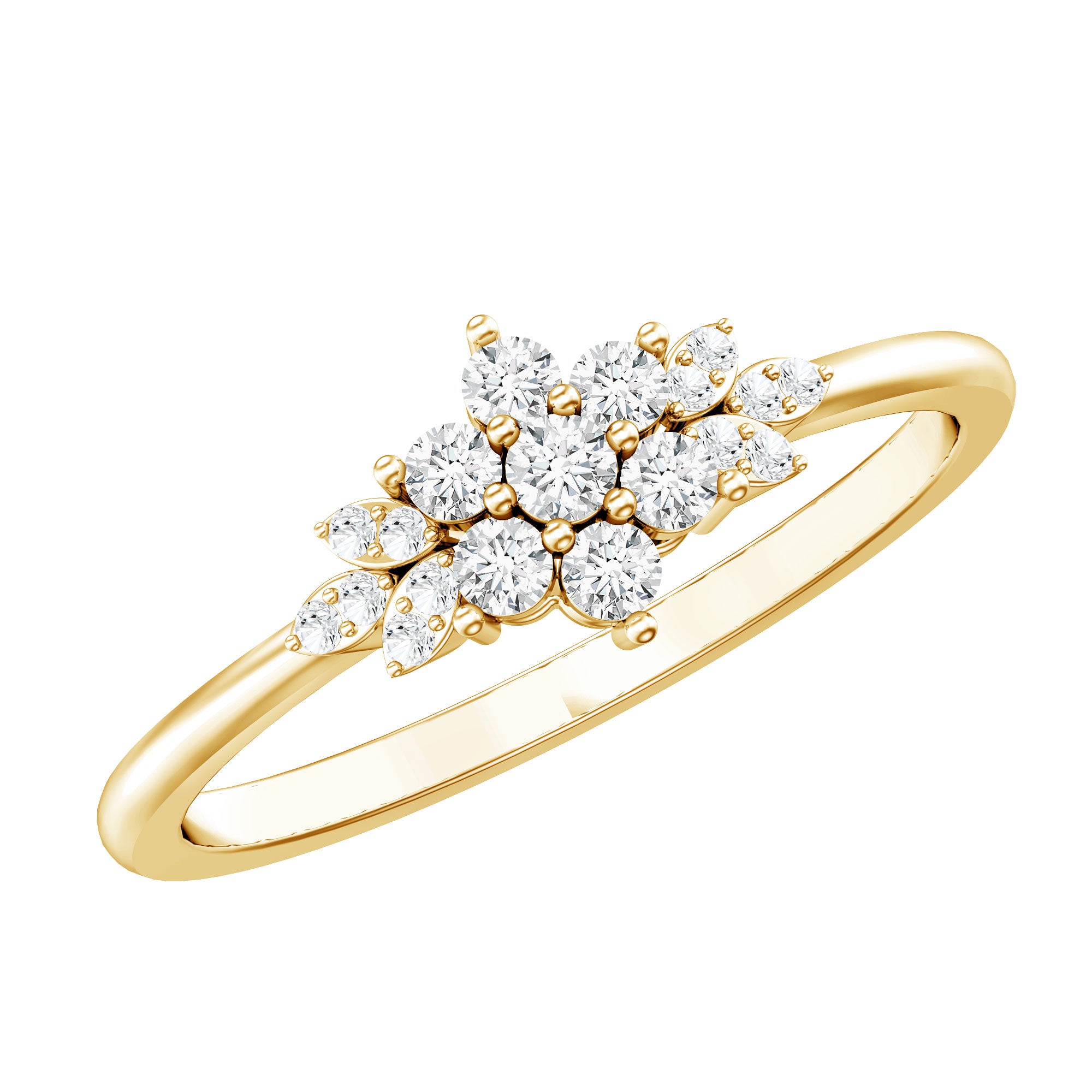 Certified Diamond Flower Promise Ring Natural - ( HI-SI ) - Rosec Jewels