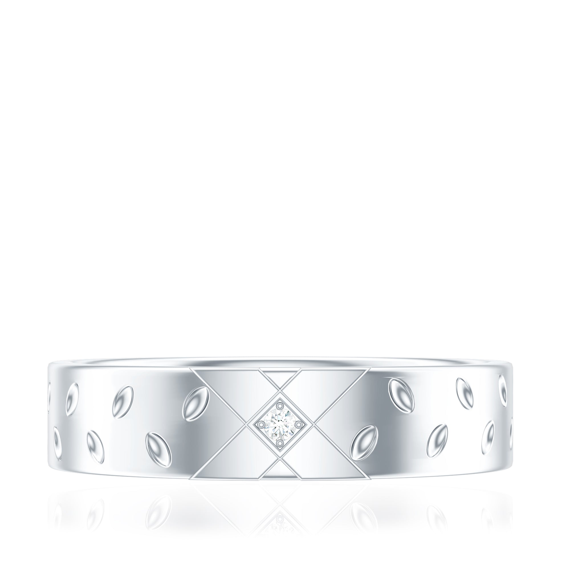 Two Tone Cross Wedding Band with Moissanite D-VS1 - Rosec Jewels