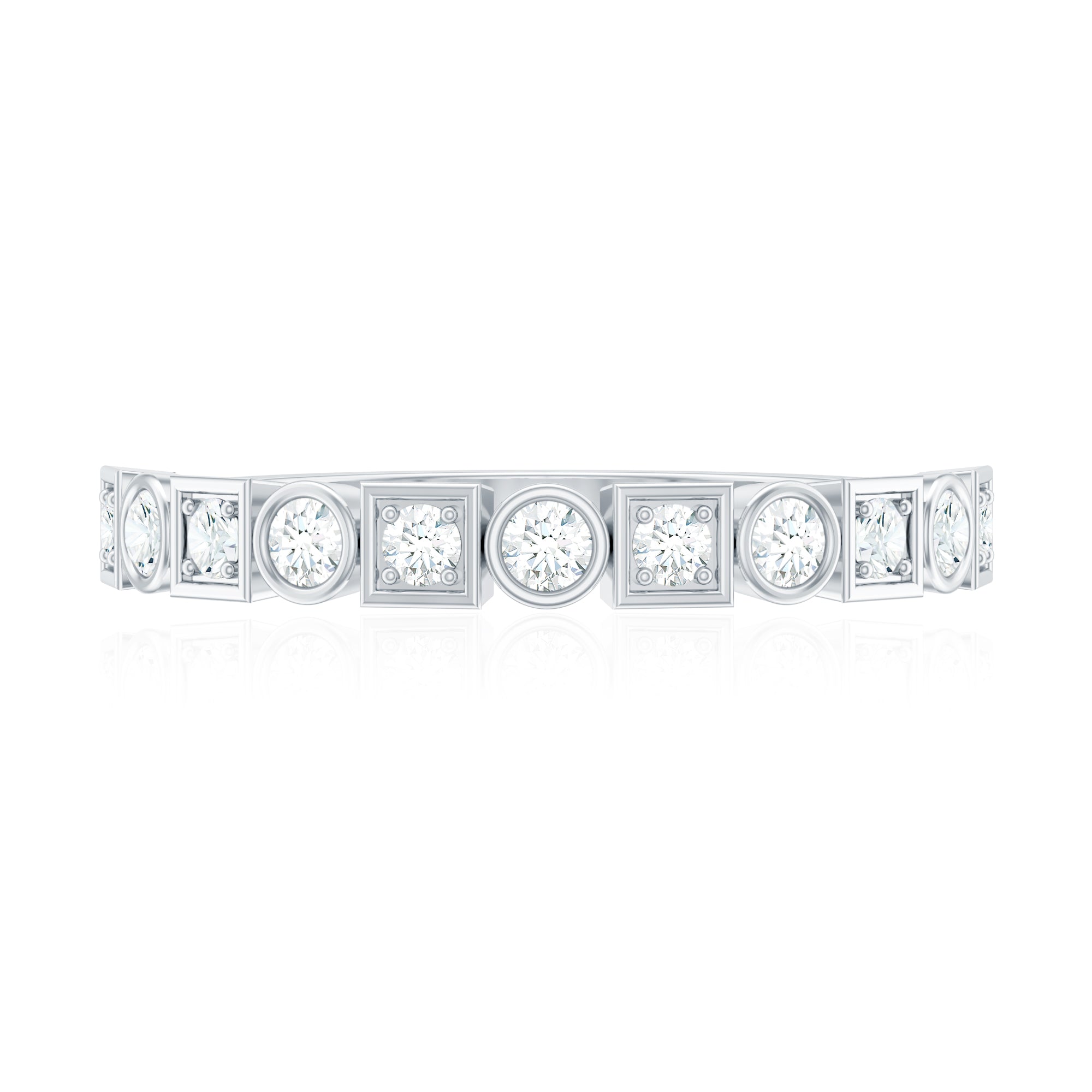 Certified Moissanite Geometric Wedding Band D-VS1 - Rosec Jewels