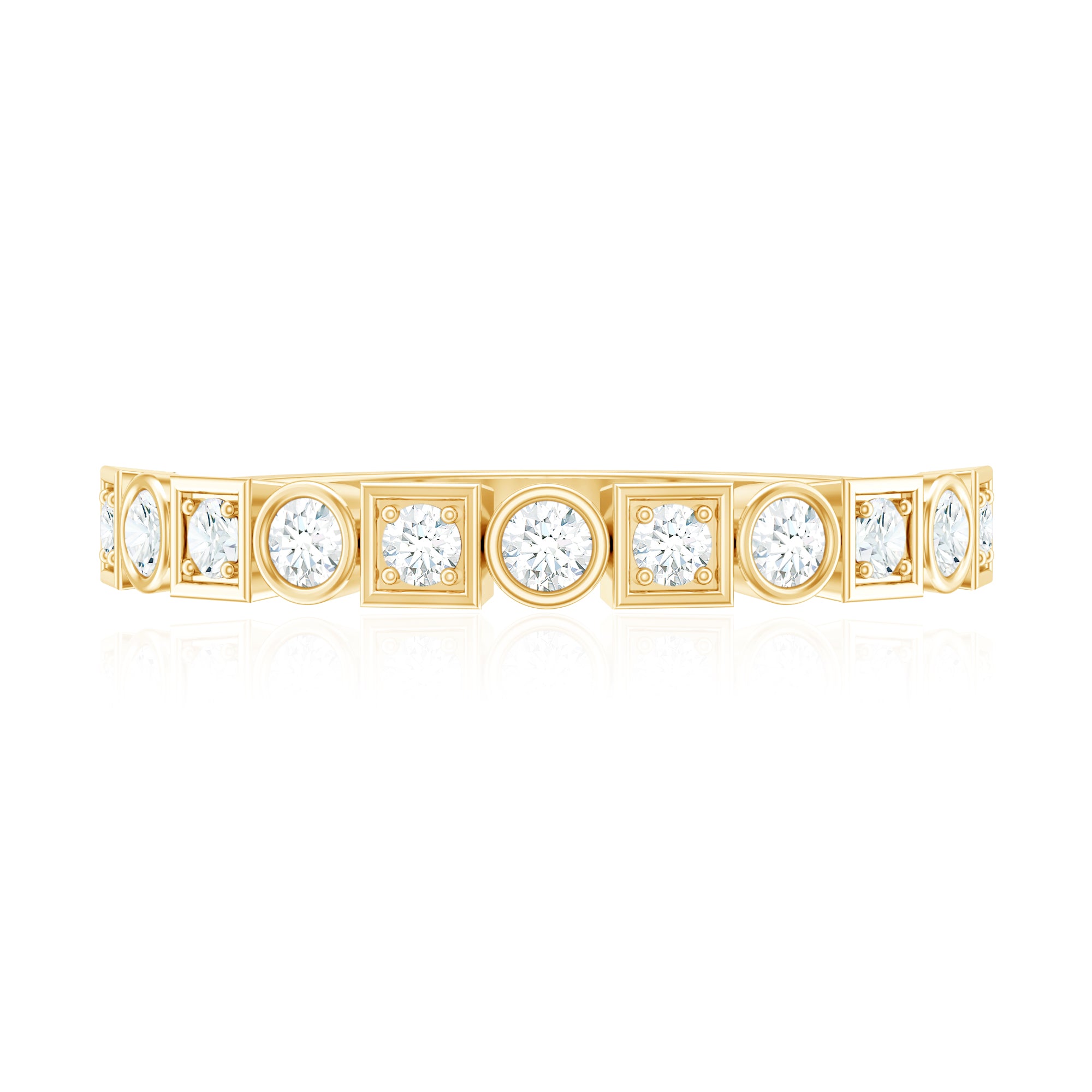 Certified Moissanite Geometric Wedding Band D-VS1 - Rosec Jewels