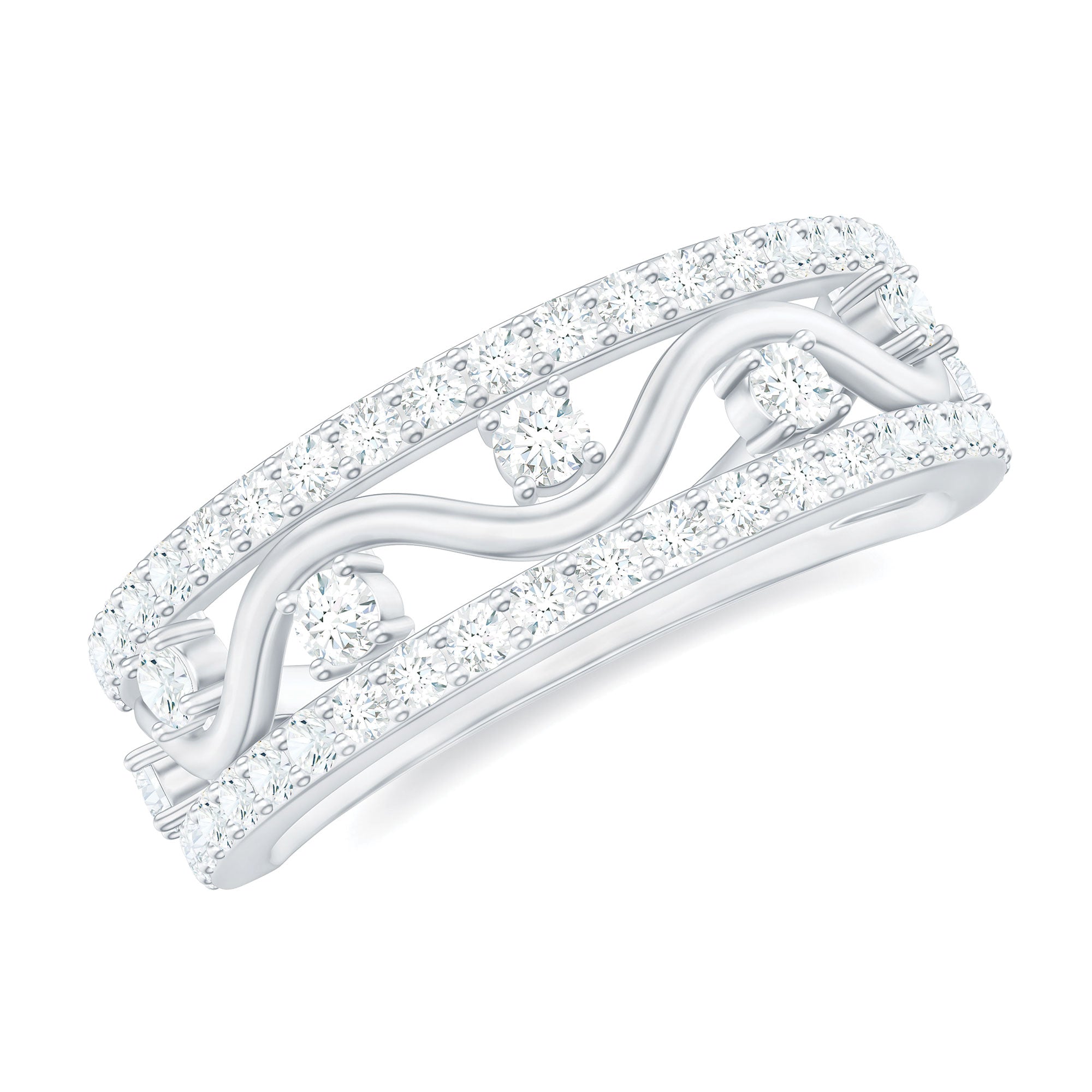Certified Moissanite Wedding Anniversary Band for Her D-VS1 - Rosec Jewels