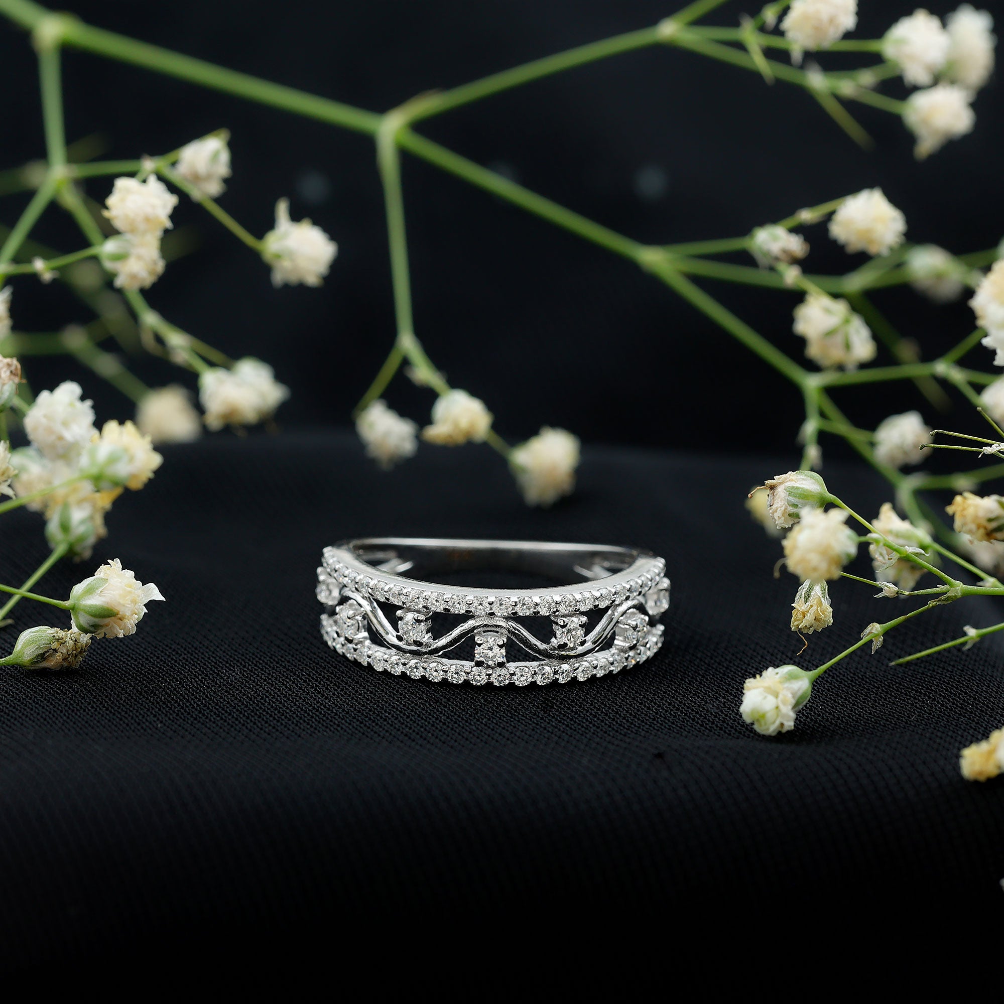 Certified Moissanite Wedding Anniversary Band for Her D-VS1 - Rosec Jewels