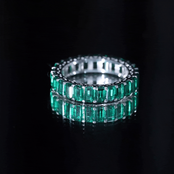 Certified Lab Created Emerald Full Eternity Ring AAAA - Rosec Jewels