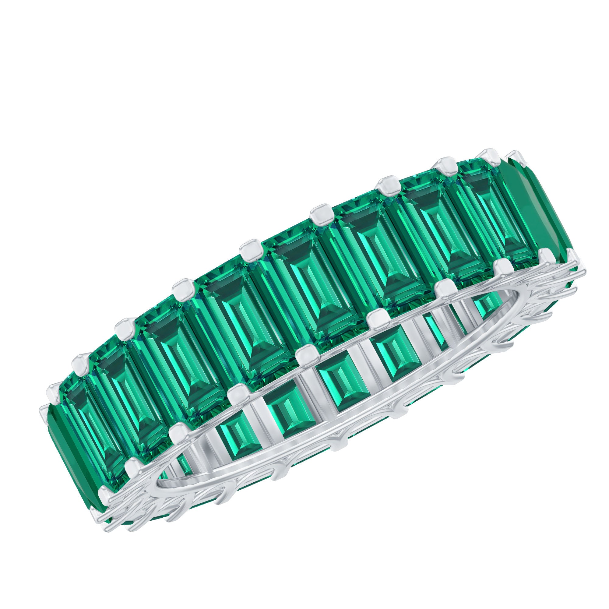 Certified Lab Created Emerald Full Eternity Ring AAAA - Rosec Jewels