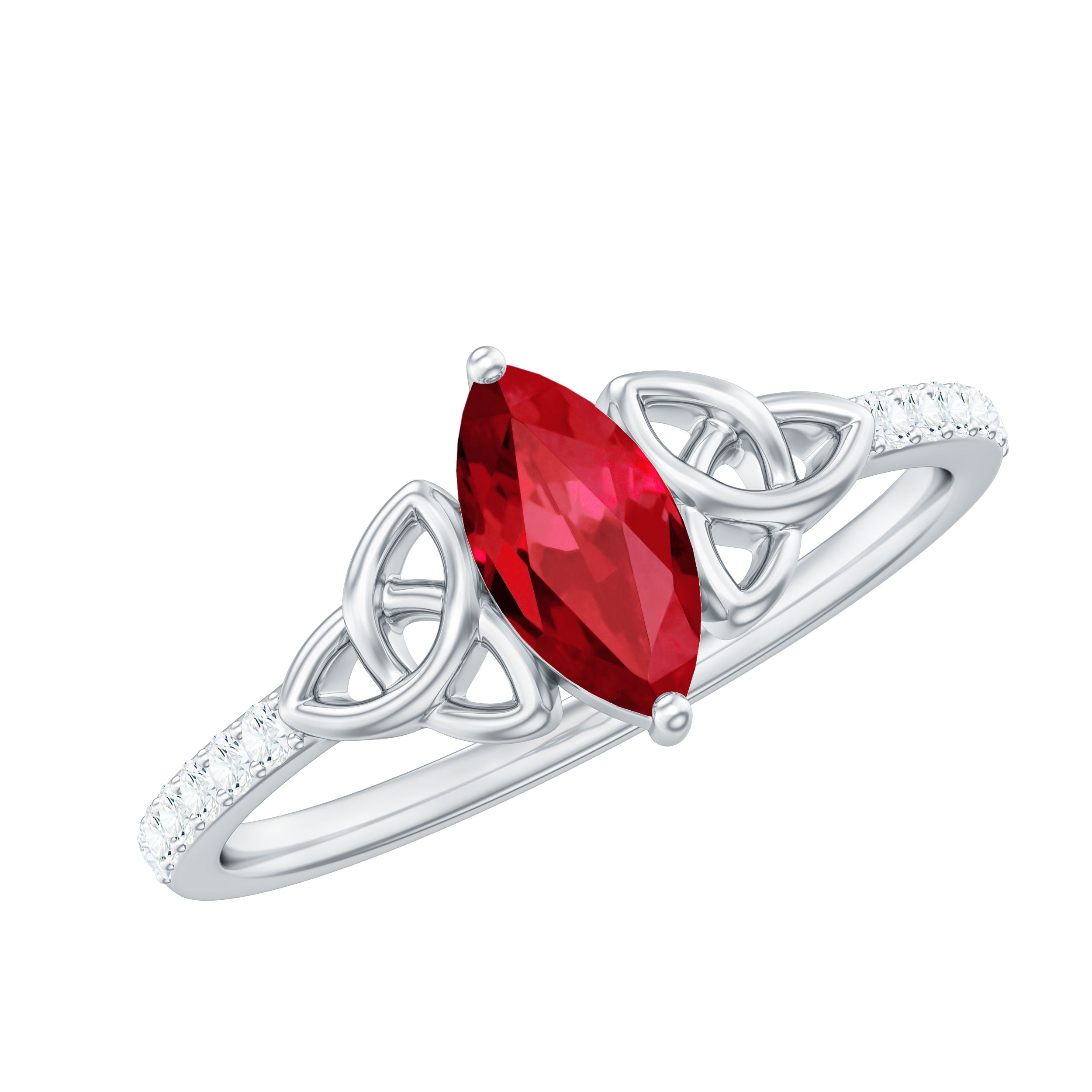 1.50 CT Lab Grown Ruby Celtic Knot Ring with Diamond