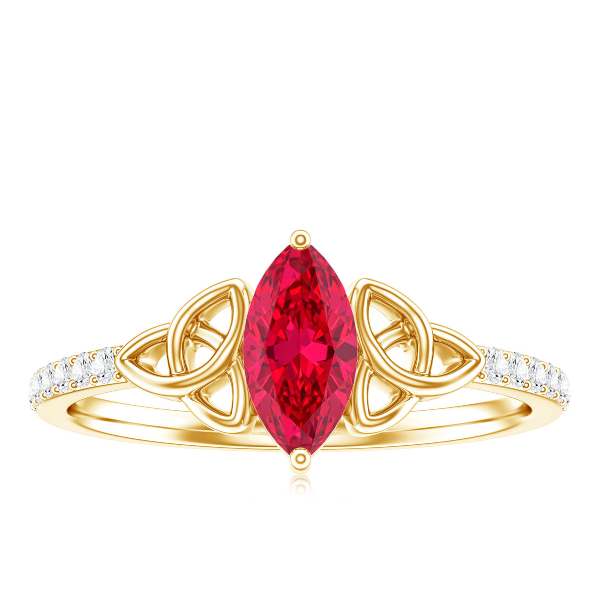 0.75 Carat Lab Grown Ruby Celtic Knot Ring with Diamond AAAA - Rosec Jewels