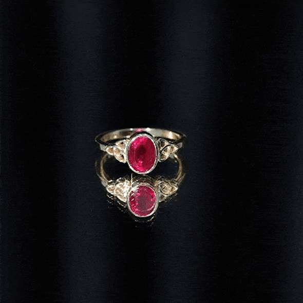 Oval Shaped 1.5 Carat Lab Grown Ruby Celtic Engagement Ring in Bezel Setting AAAA - Rosec Jewels