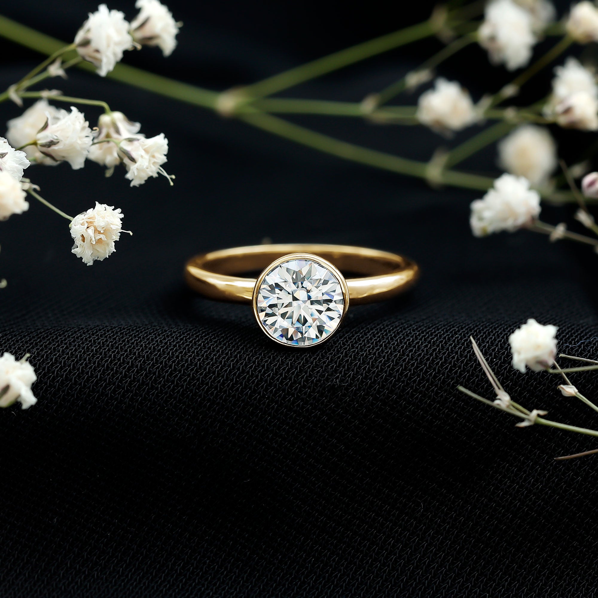 1.50 CT Moissanite Bezel Set Engagement Ring For Women D-VS1 - Rosec Jewels