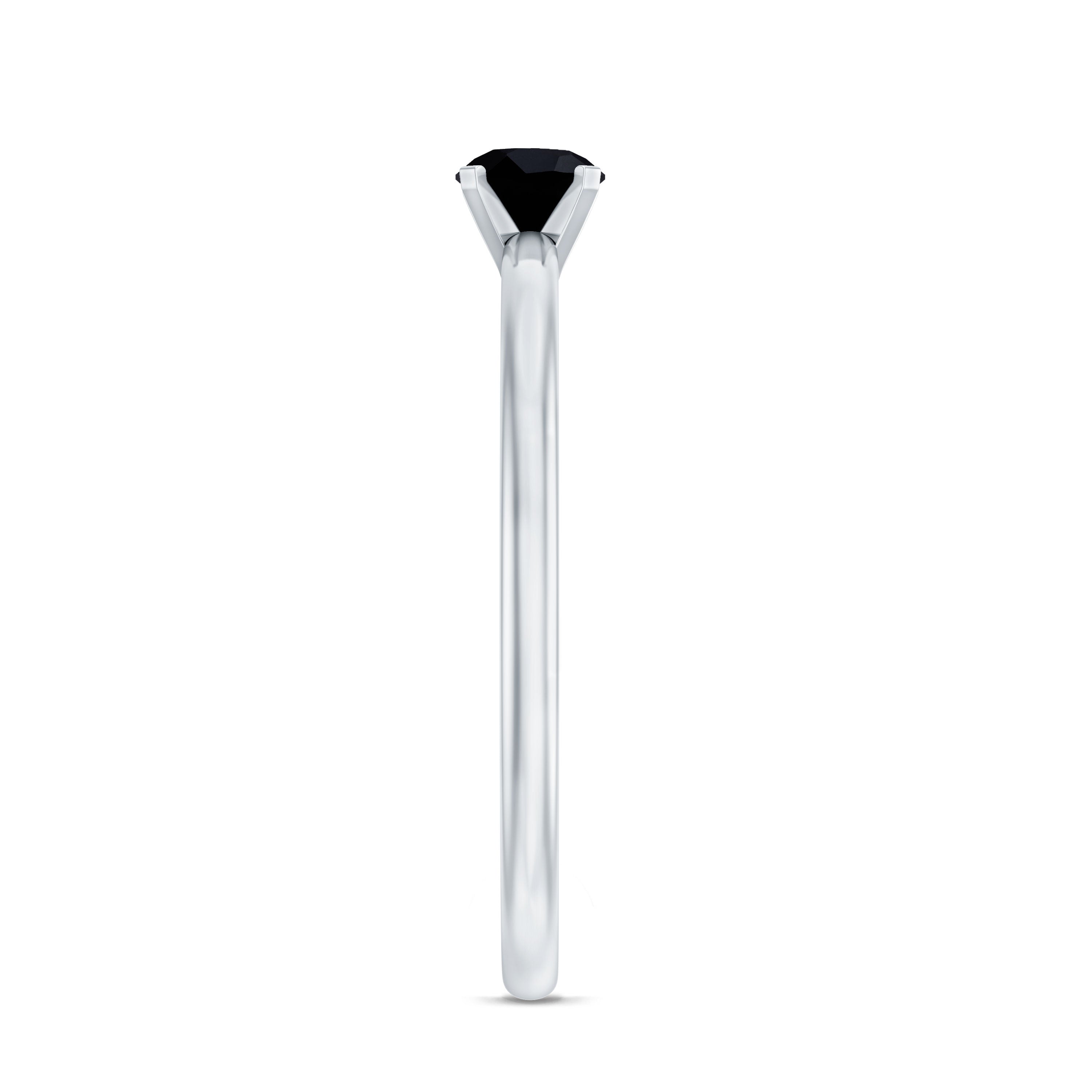 Simple Black Onyx Solitaire Promise Ring for Women AAA - Rosec Jewels