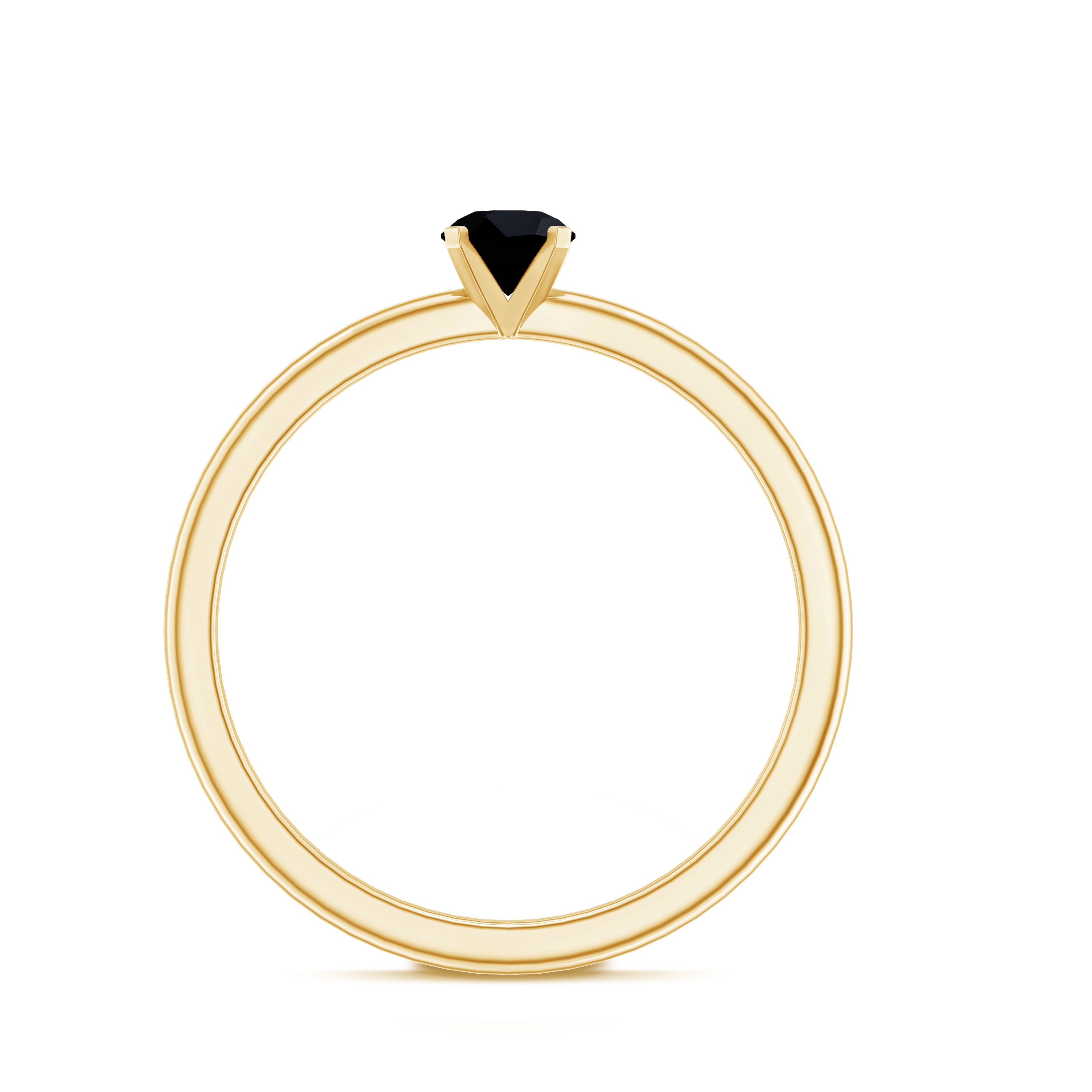 Simple Black Onyx Solitaire Promise Ring for Women AAA - Rosec Jewels