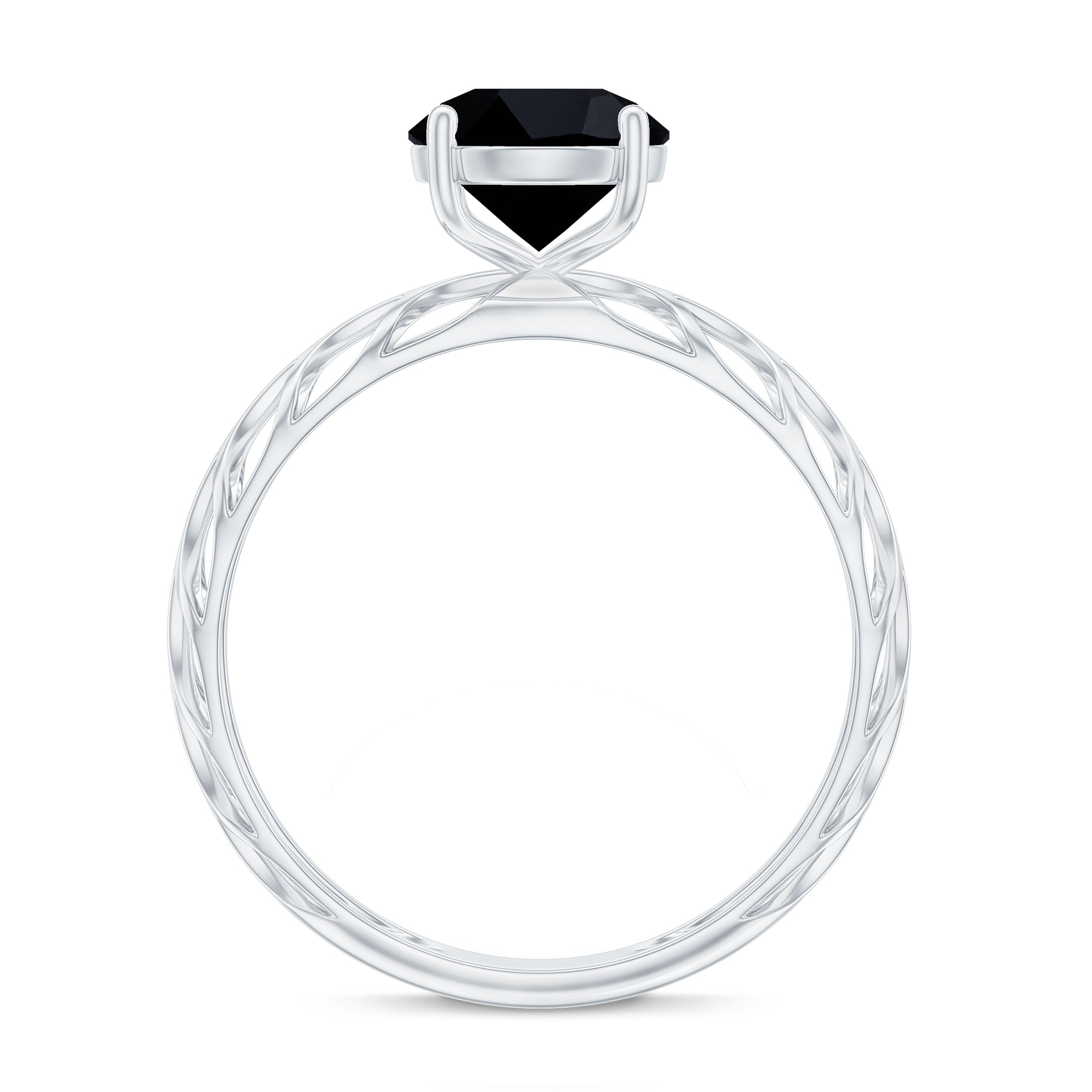 Natural 2.6 Carat Black Spinel Solitaire Engagement Ring for Women AAA - Rosec Jewels