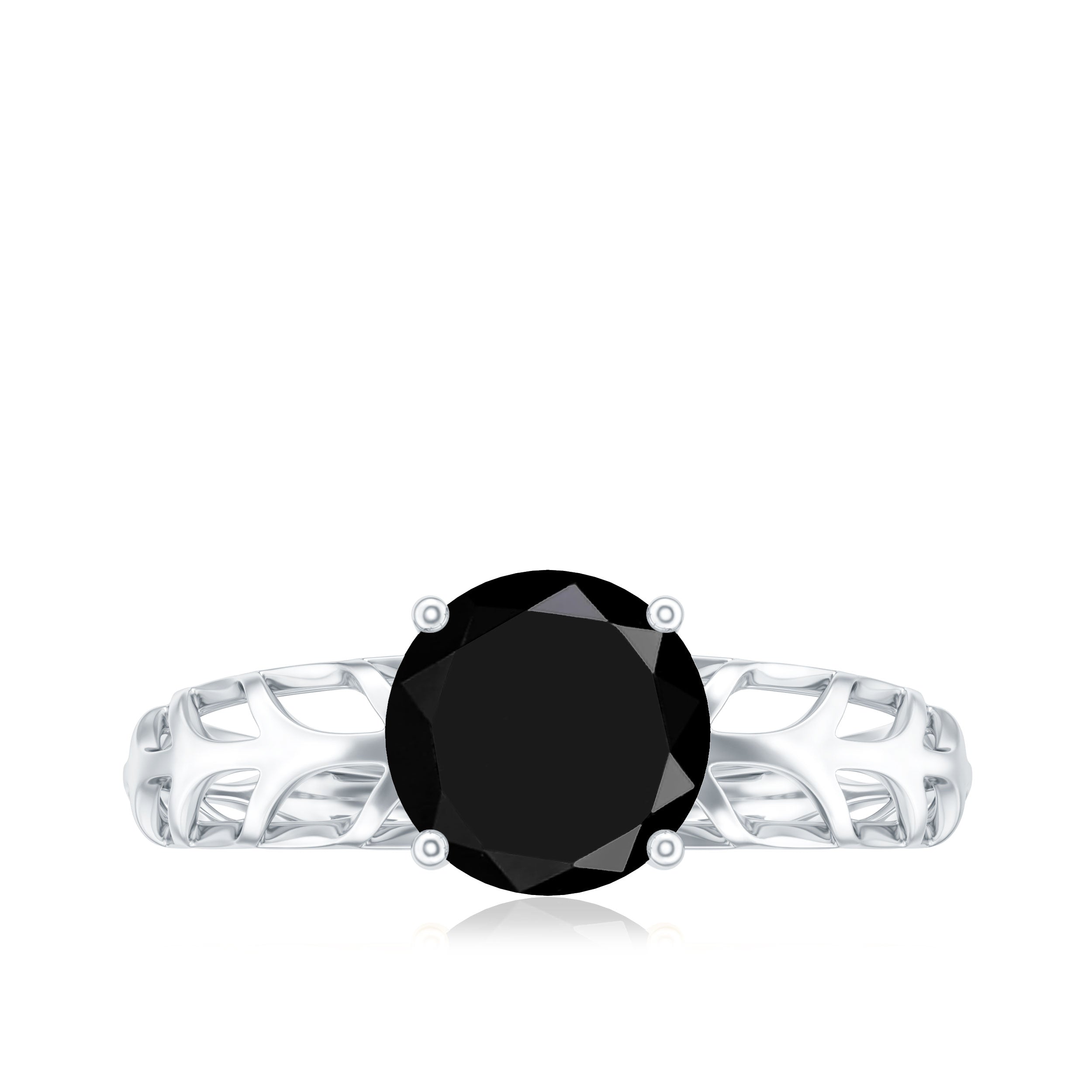 Natural 2.6 Carat Black Spinel Solitaire Engagement Ring for Women AAA - Rosec Jewels