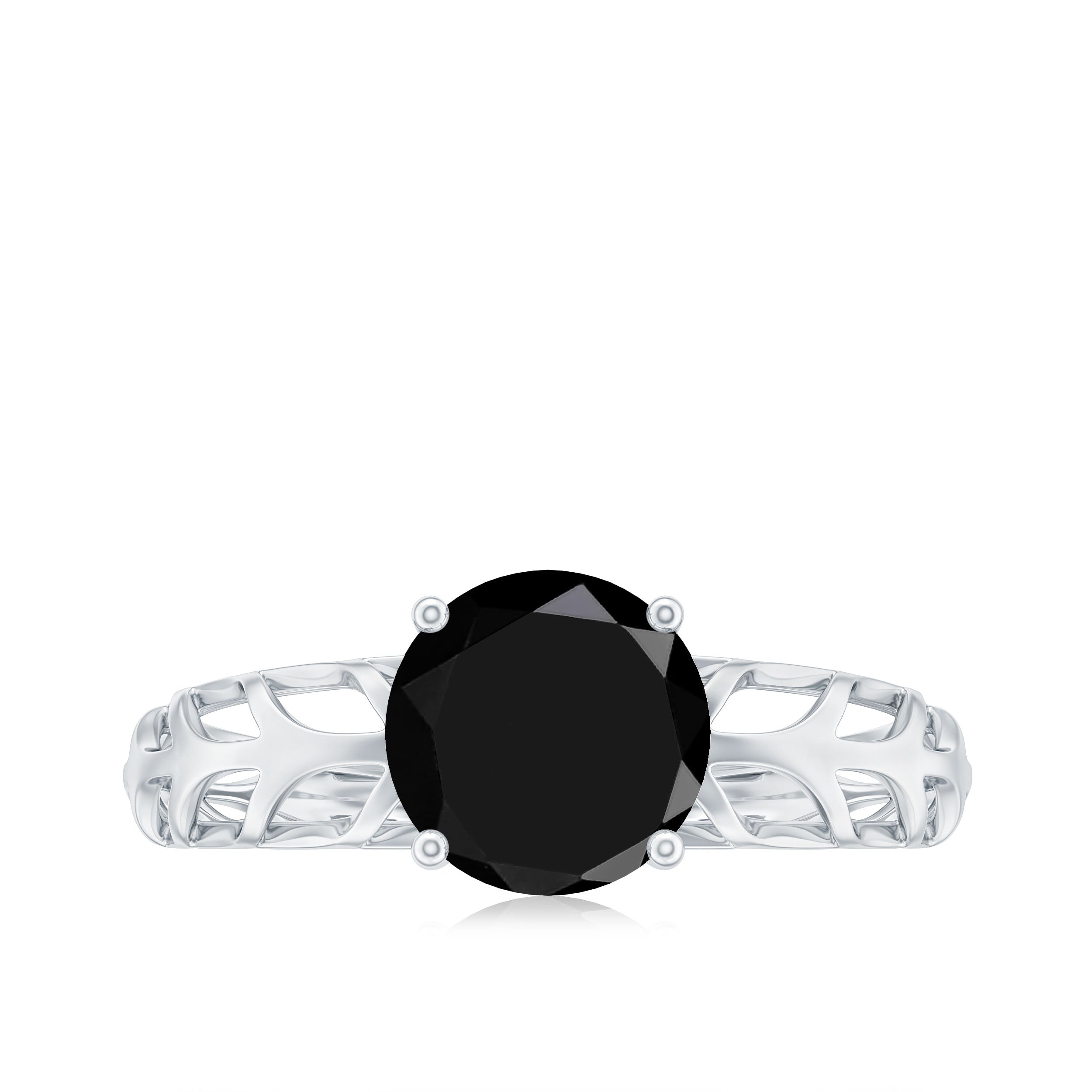 Natural 2.6 Carat Black Spinel Solitaire Engagement Ring for Women AAA - Rosec Jewels