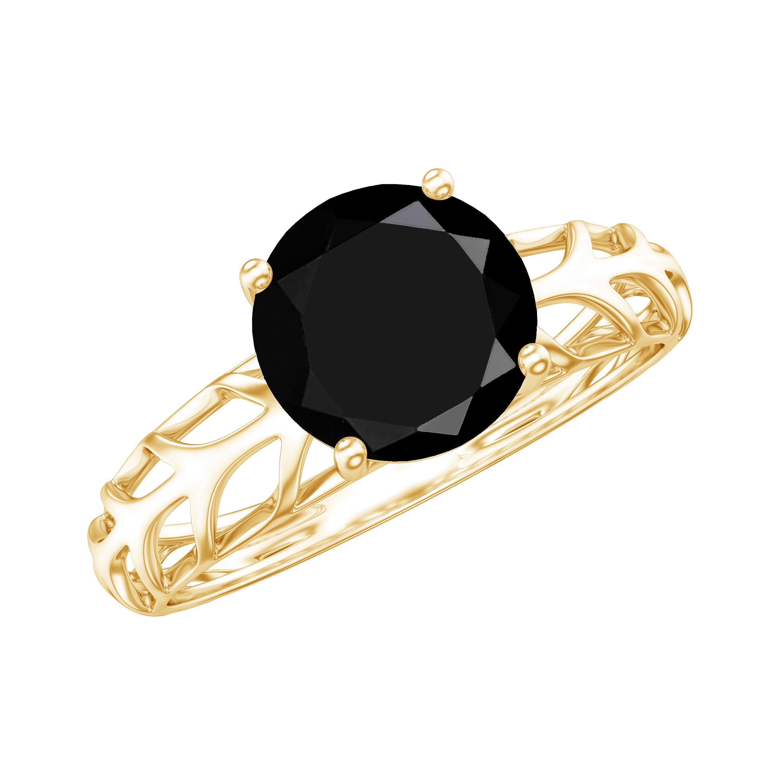 Natural 2.6 Carat Black Spinel Solitaire Engagement Ring for Women AAA - Rosec Jewels