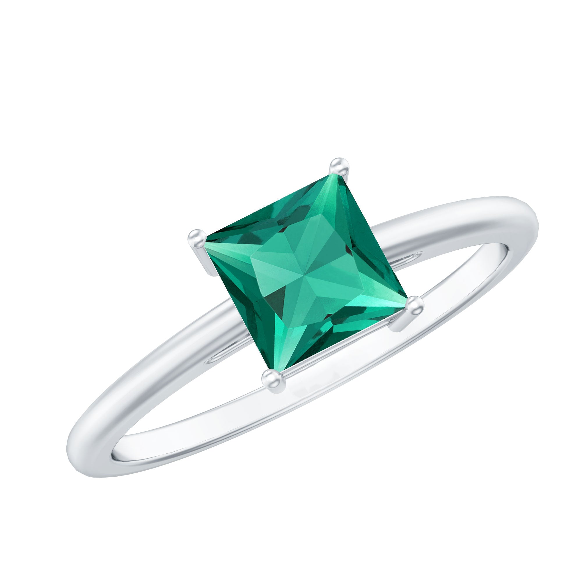 Certified Lab Grown Emerald Princess Cut Engagement Ring