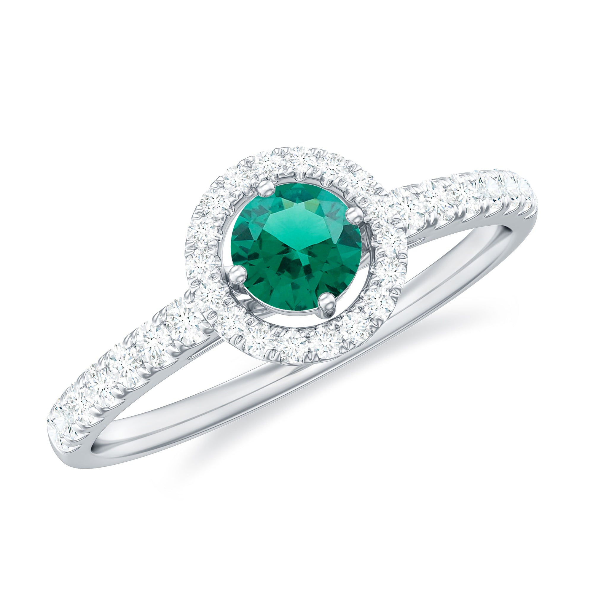 Certified Lab Grown Emerald Diamond Halo Engagement Ring