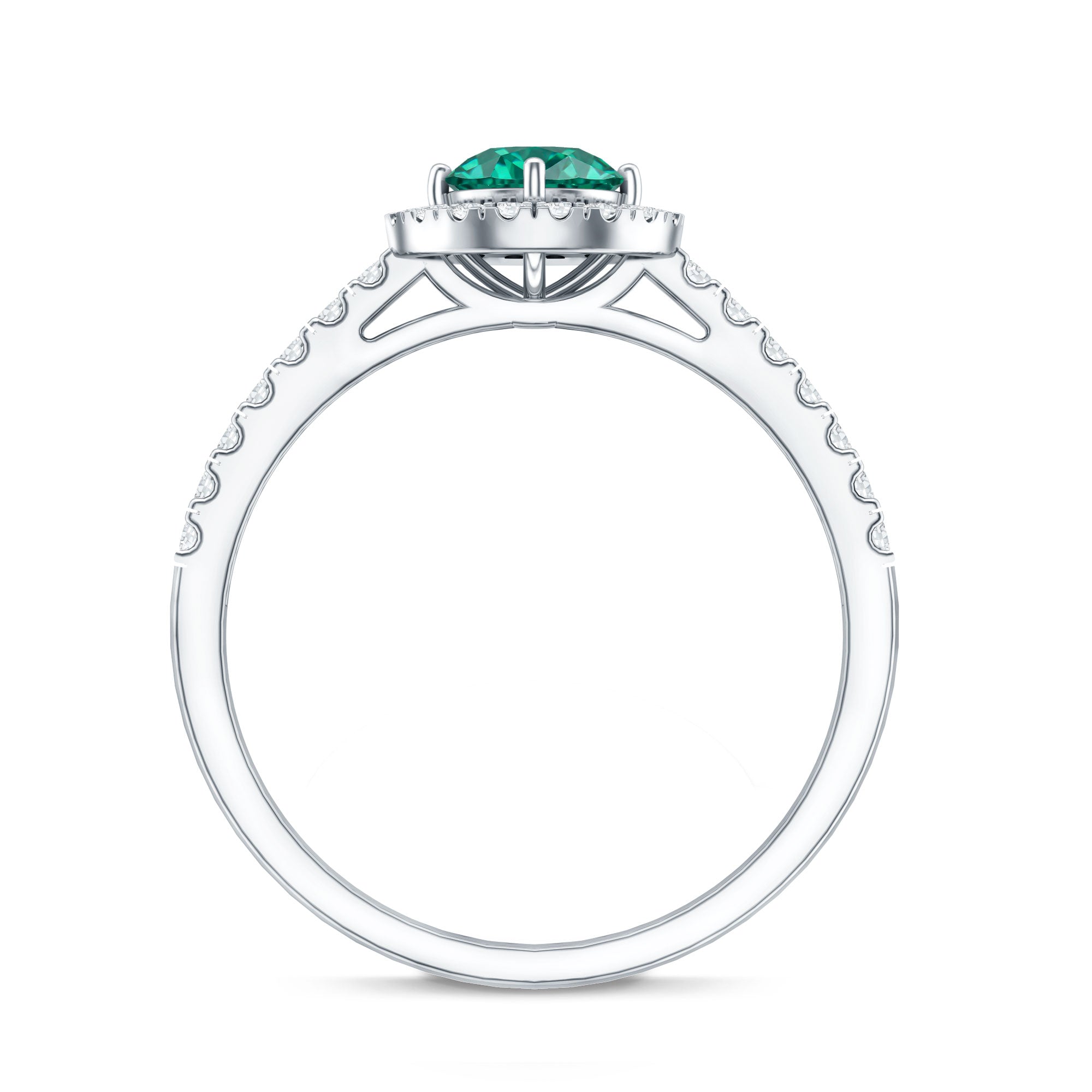 Certified Lab Grown Emerald Diamond Halo Engagement Ring AAAA - Rosec Jewels
