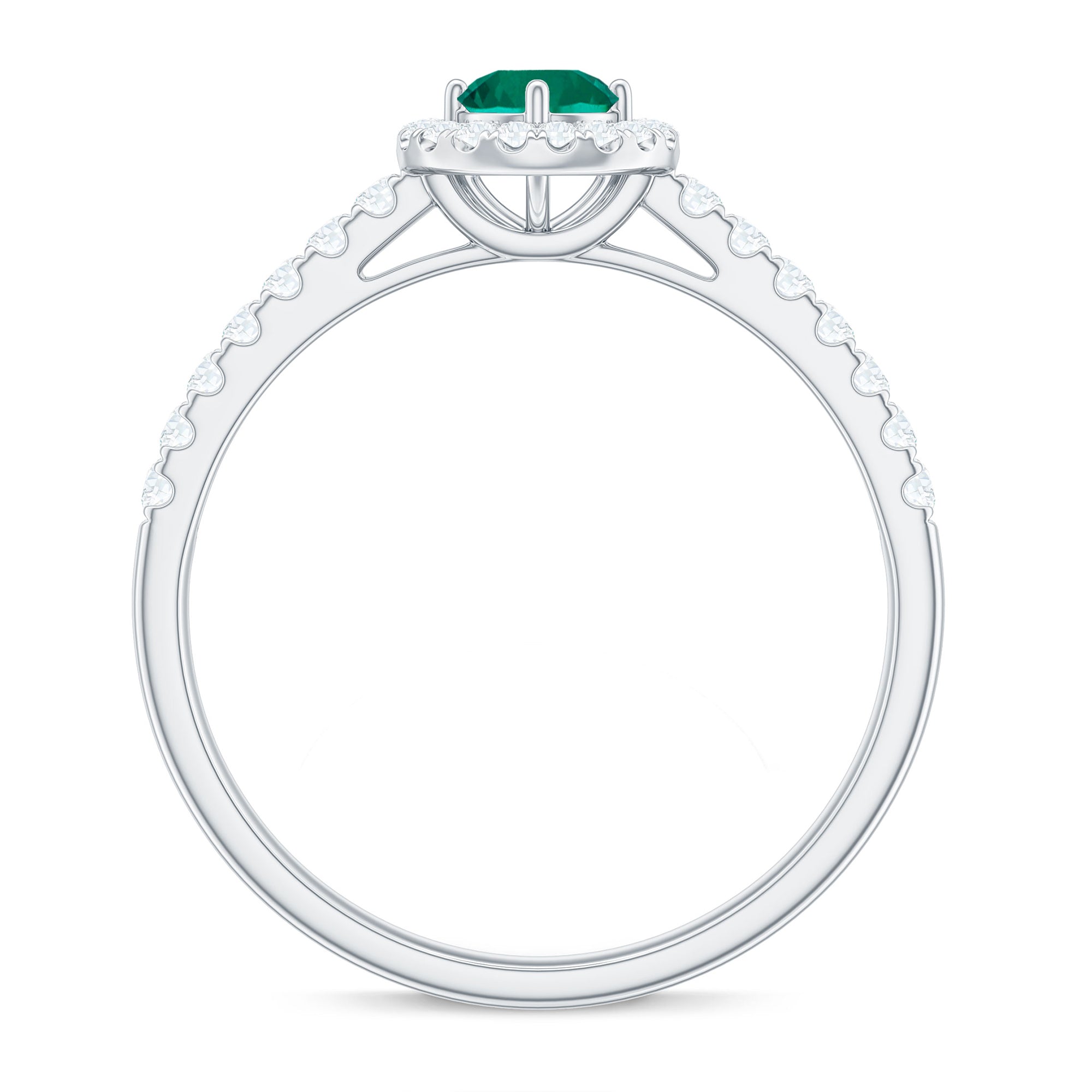 Certified Lab Grown Emerald Diamond Halo Engagement Ring AAAA - Rosec Jewels